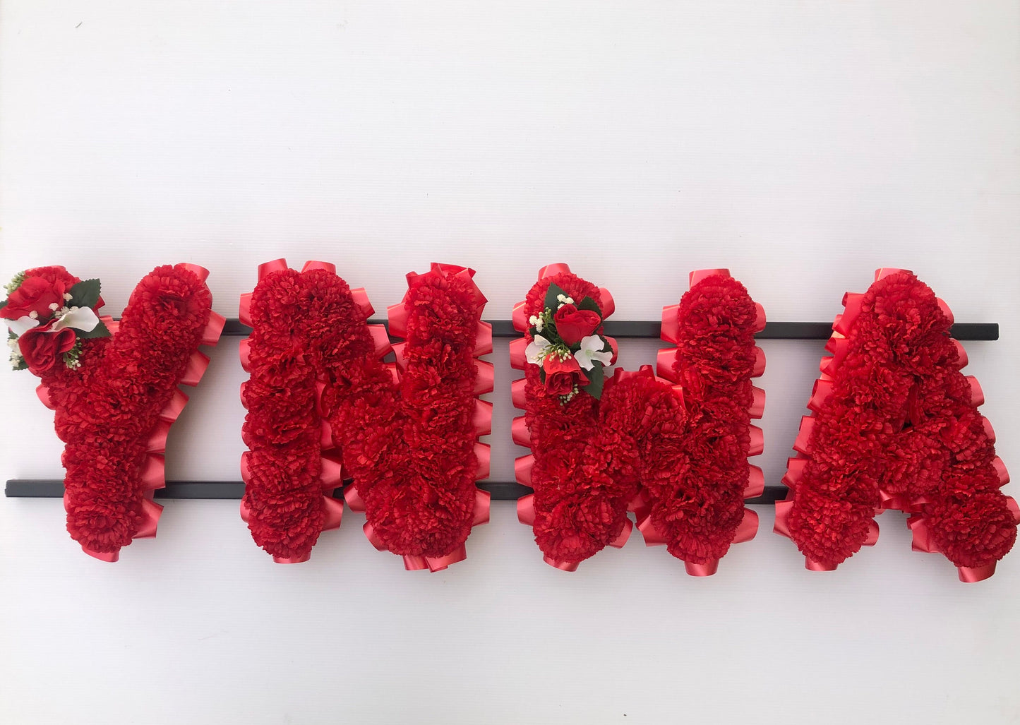YNWA Letters Artificial Silk Funeral Flowers For Grave Decoration Memorial Tribute