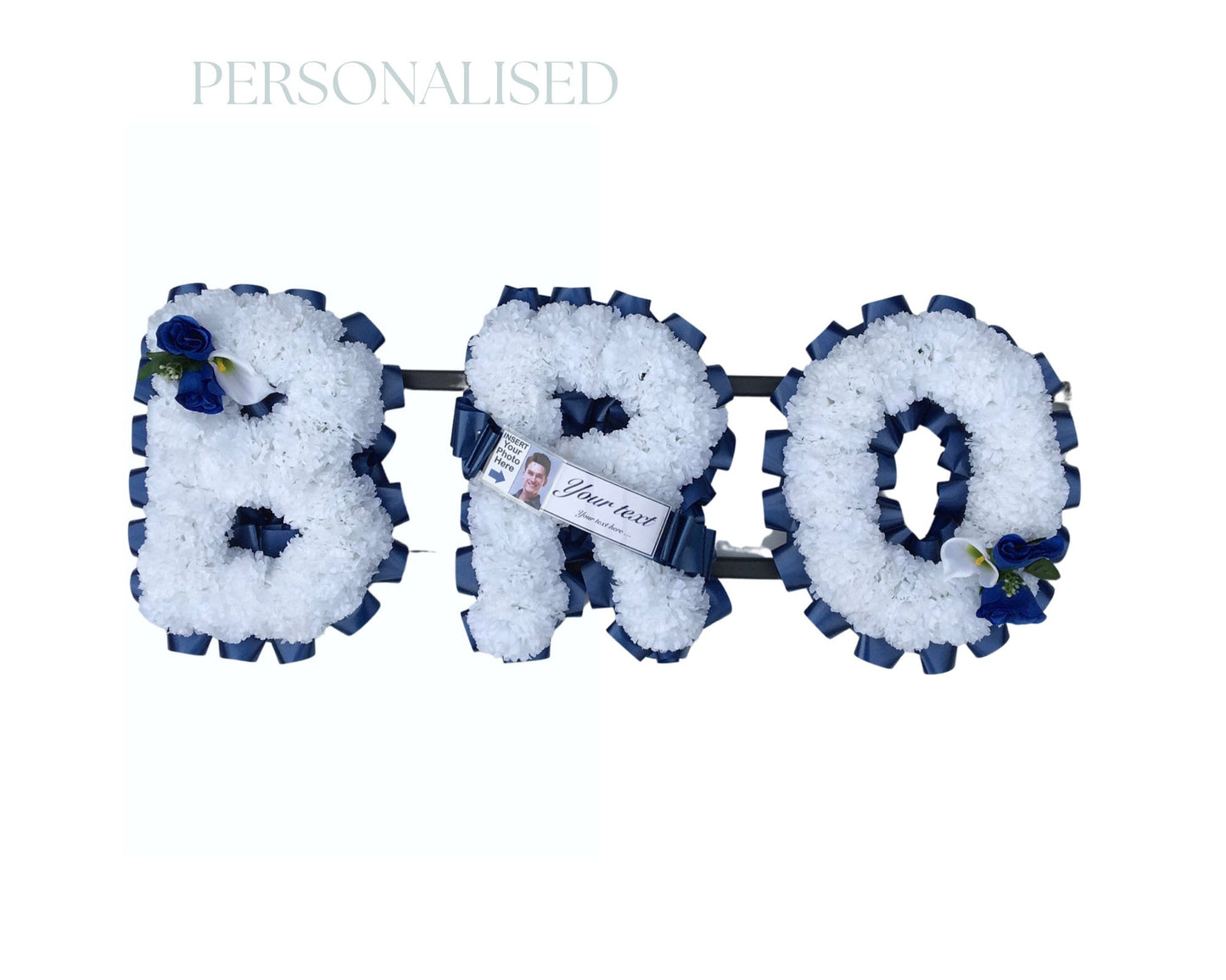 Personalised Letters Artificial Silk Funeral Flower Memorial Tribute Grave Any Colour Any Name 3 Letters BRO Dad Son