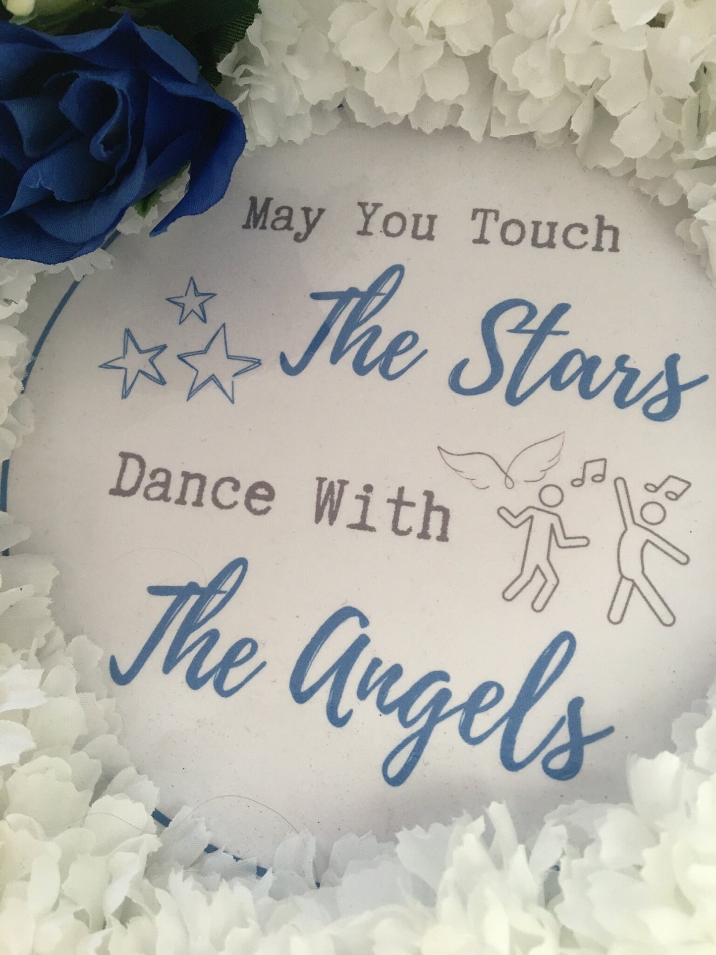 Wreath Artificial Silk Funeral Flowers Touch The Stars Dance Quote Memorial Tribute Grave Add Name