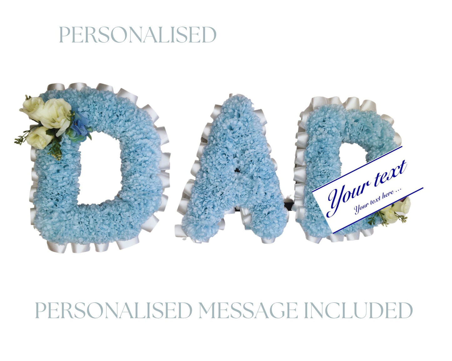 DAD Personalised Letters Artificial Silk Funeral Flower Memorial Tribute Grave,