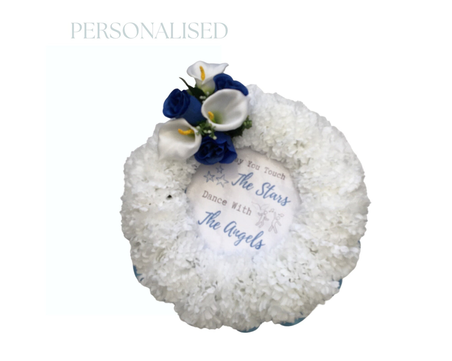 Wreath Artificial Silk Funeral Flowers Touch The Stars Dance Quote Memorial Tribute Grave Add Name