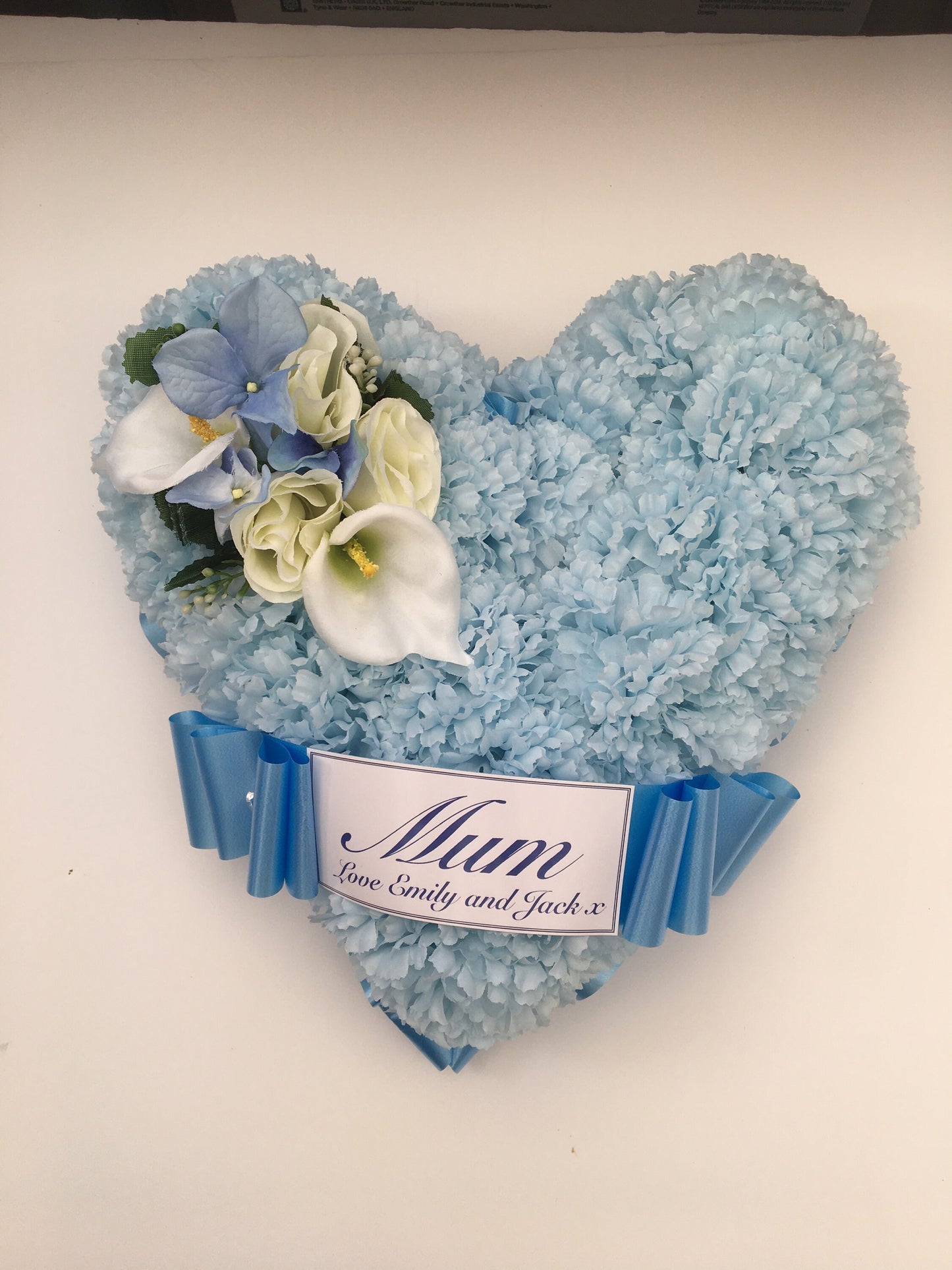 Heart Funeral Flower Mum Wreath - Artificial Silk Flowers - Tribute Keepsake for Mum Mom Mummy Mam Mama Grave Memorial.
