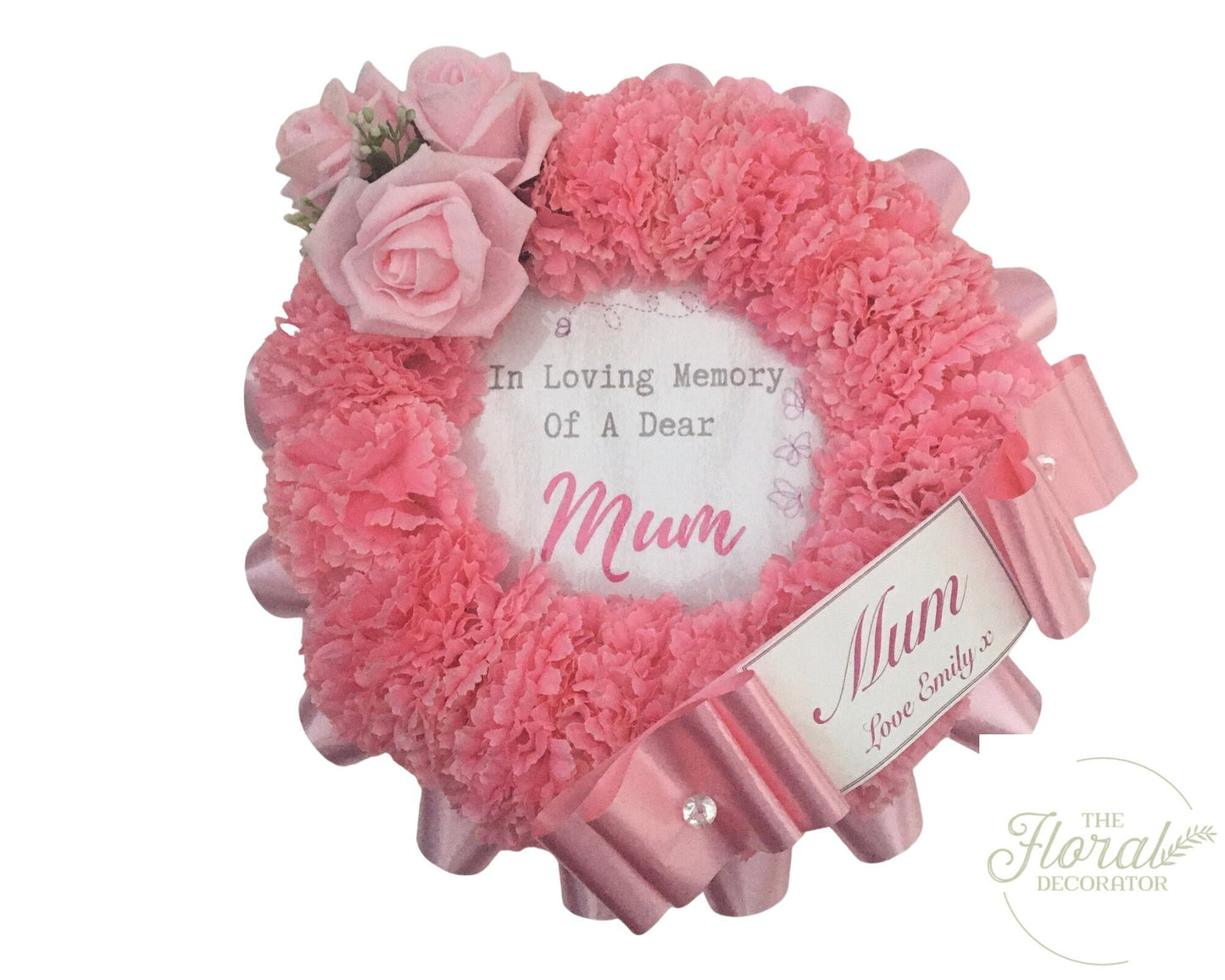 Mum Funeral Flower Wreath - Made From Artificial Silk Flowers - Tribute Keepsake for Mum Mom Mummy Mam Mama - suitable for Grave, Memorial.