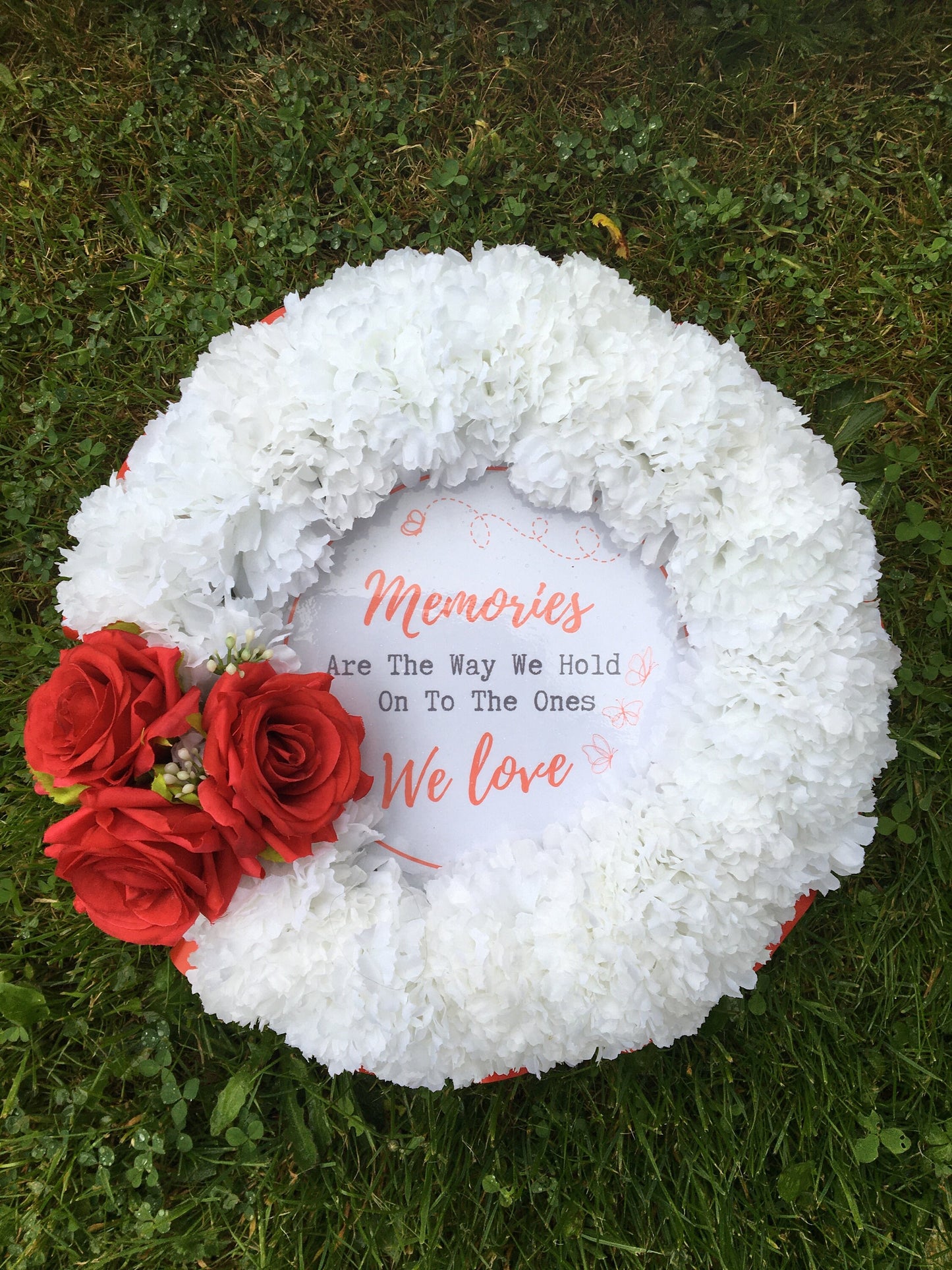 Wreath Artificial Silk Funeral Flower for Memorial Tribute Grave Any colour Sentimental Quote Wreath Flower Arrangement.