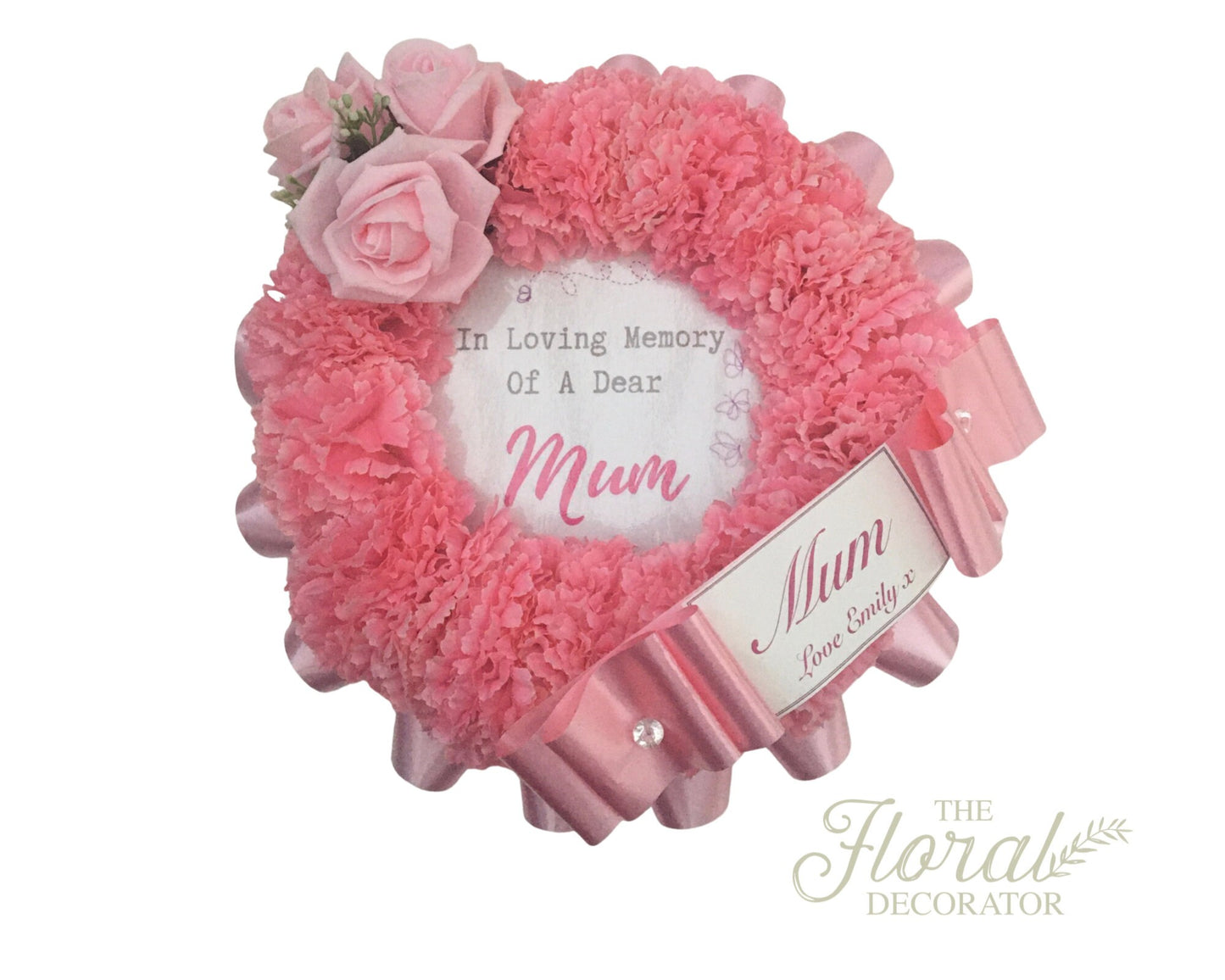 Mum Funeral Flower Wreath - Made From Artificial Silk Flowers - Tribute Keepsake for Mum Mom Mummy Mam Mama - suitable for Grave, Memorial.