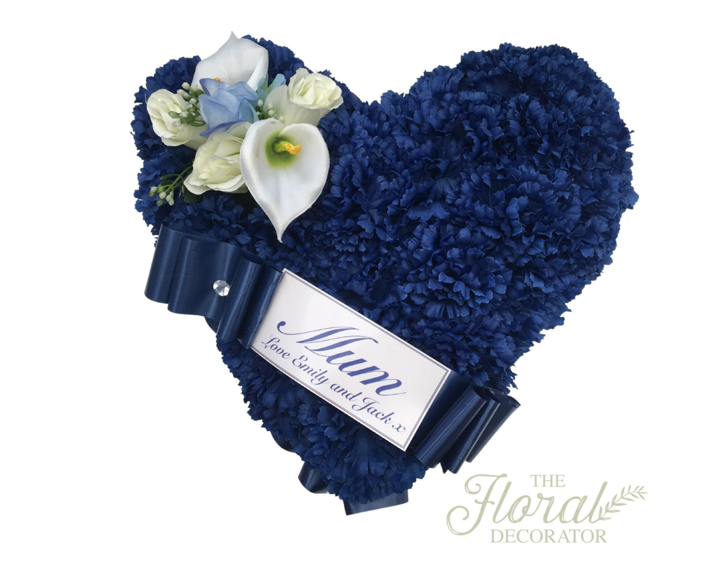 Heart Funeral Flower Mum Wreath - Artificial Silk Flowers - Tribute Keepsake for Mum Mom Mummy Mam Mama Grave Memorial.