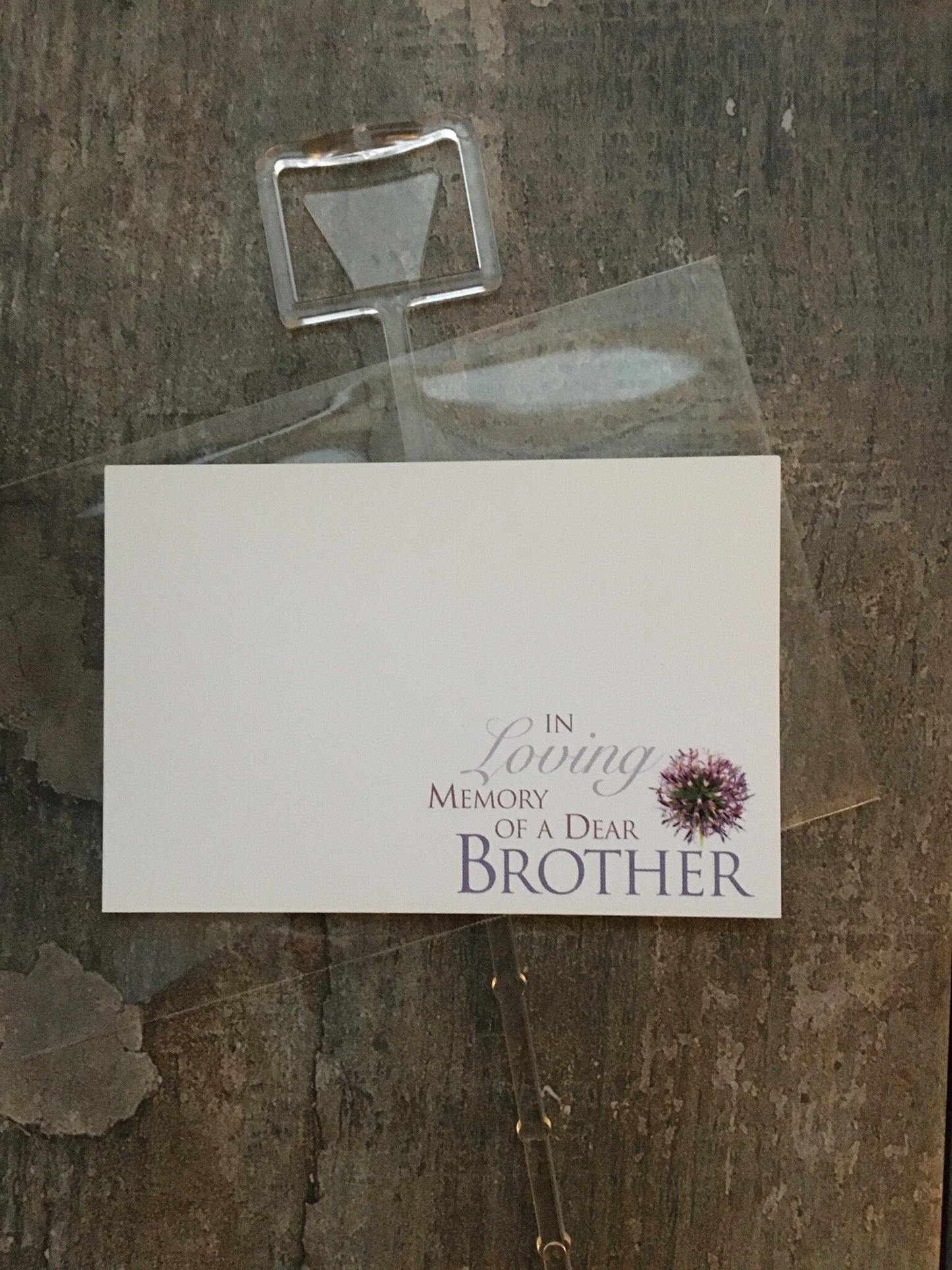 Floristry Funeral Tribute Card / Clear Sleeve / Card Holder - Loving Memory Of A Dear Brother