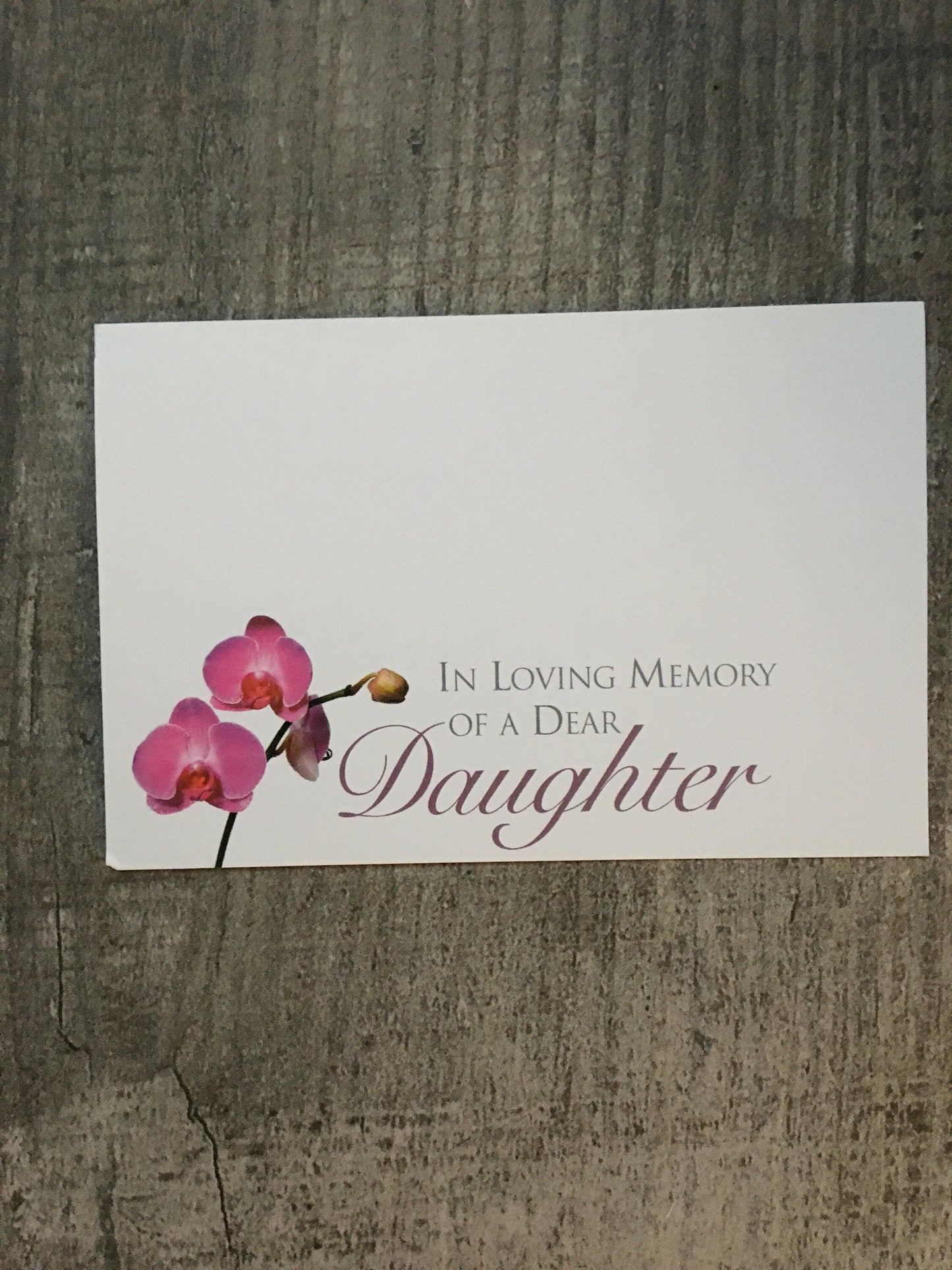 Floristry Funeral Tribute Card / Clear Sleeve / Card Holder - Loving Memory Of A Dear Daughter