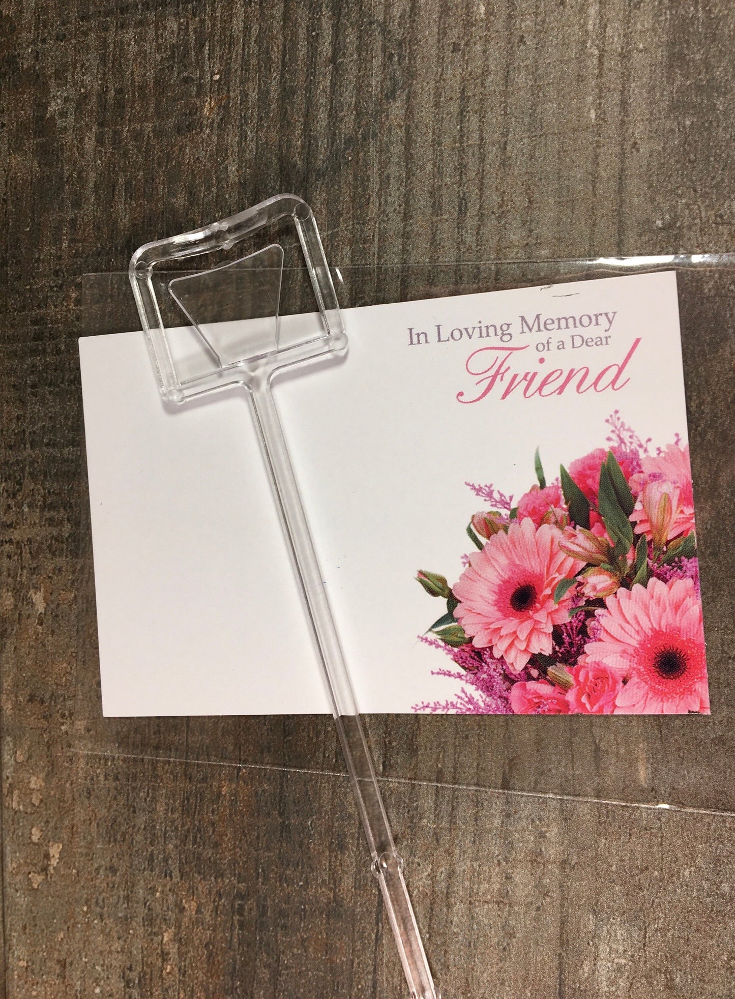 Floristry Funeral Tribute Card / Clear Sleeve / Card Holder - Loving Memory Of A Dear Friend