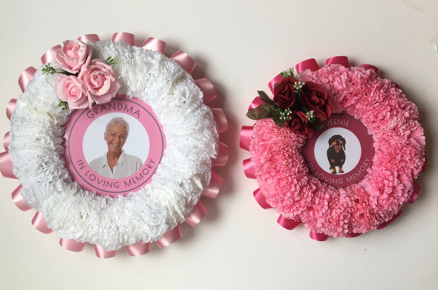 Photo Artificial Silk Funeral Flowers Add Picture Memorial Tribute Grave