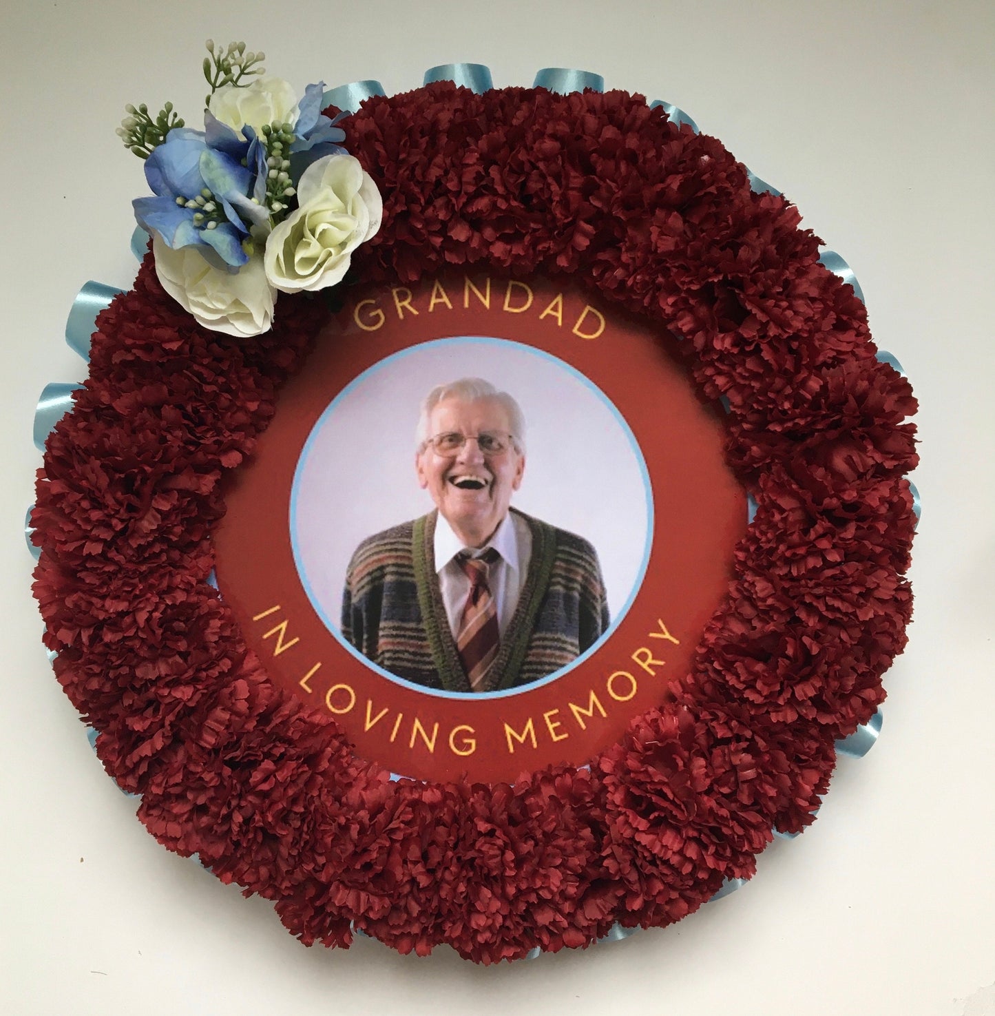 Photo Artificial Silk Funeral Flowers Add Picture Memorial Tribute Grave