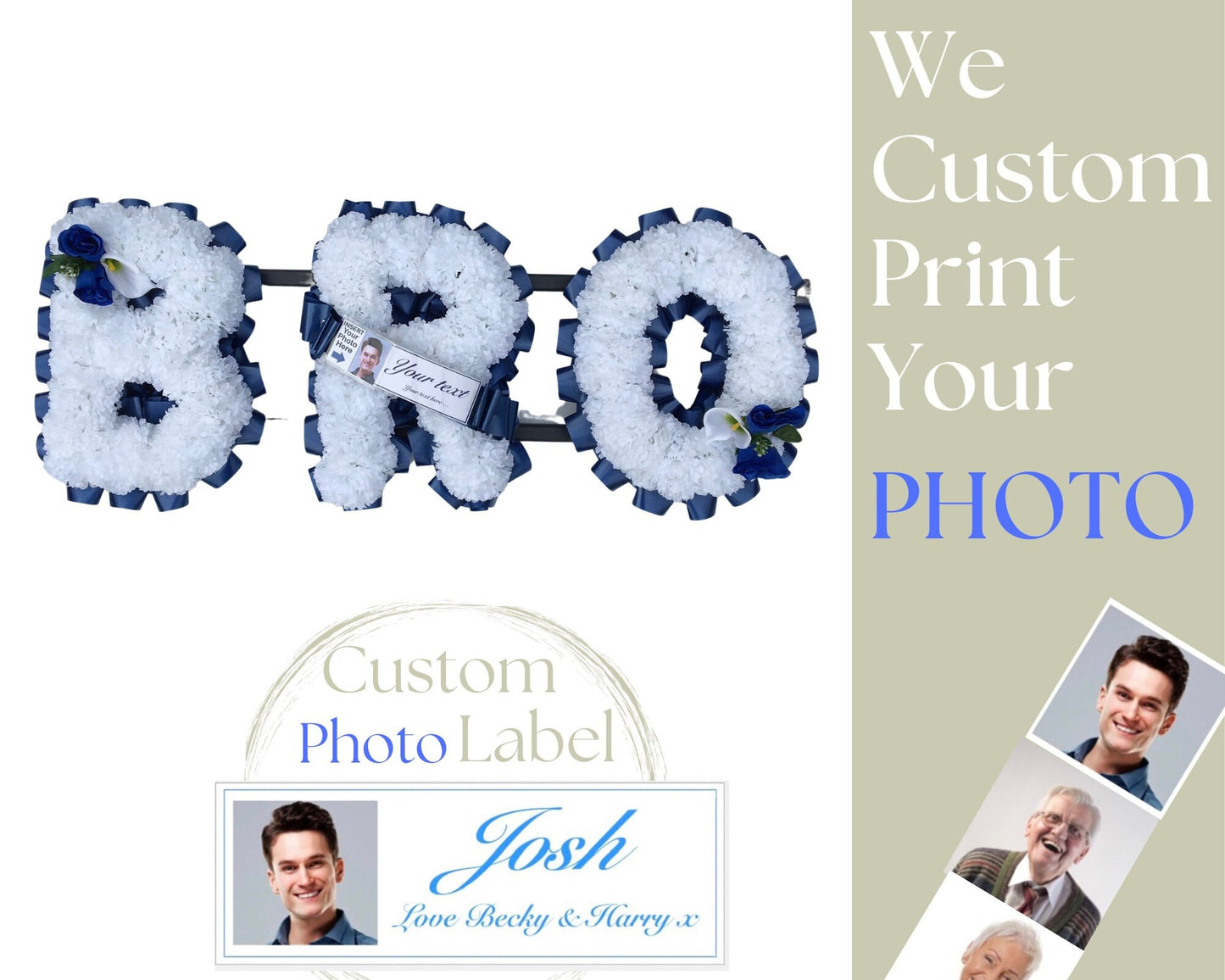 Personalised Letters Artificial Silk Funeral Flower Memorial Tribute Grave Any Colour Any Name 3 Letters BRO Dad Son