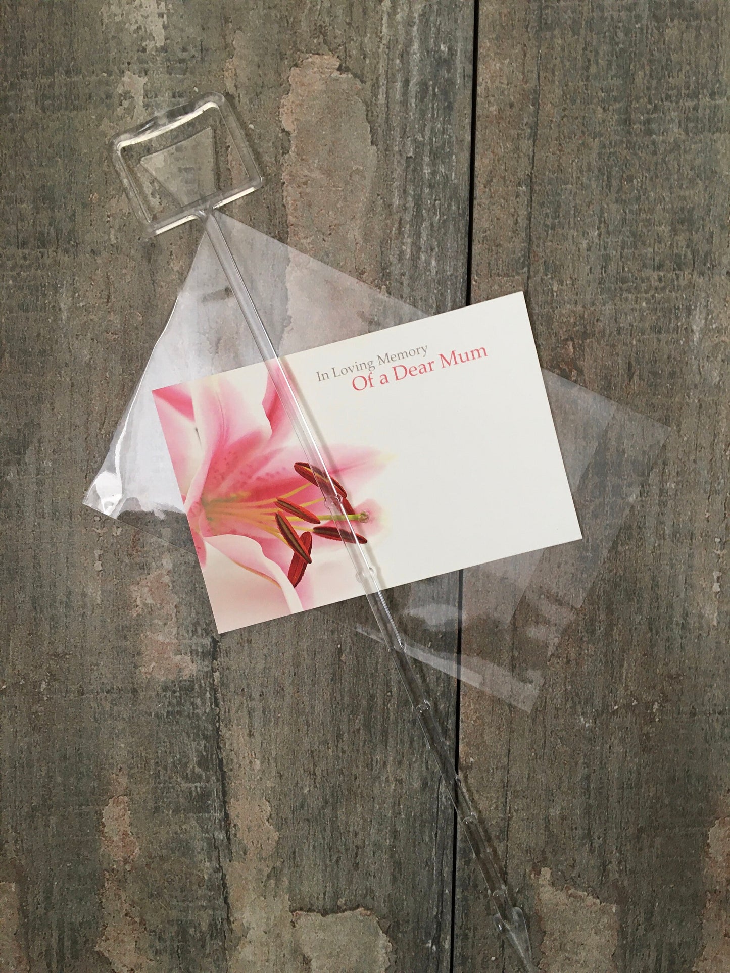 Floristry Funeral Tribute Card / Clear Sleeve / Card Holder - Loving Memory Of A Dear MUM