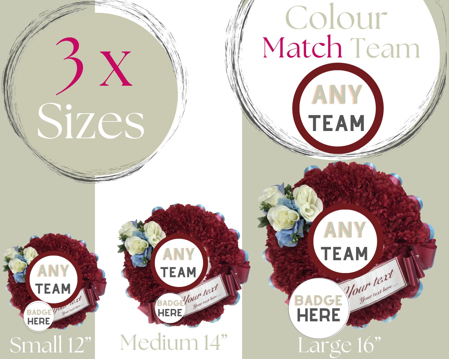 Football Team Artificial Silk Funeral Flowers Any Team Emblem Add Custom Name Dad Son Grandad Memorial Keepsake