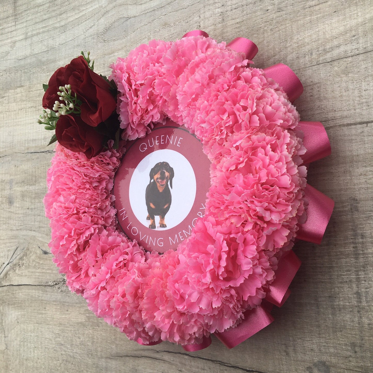 Artificial Silk Funeral Flowers Pet Photo Memorial Keepsake Cat Dog Grave Tribute