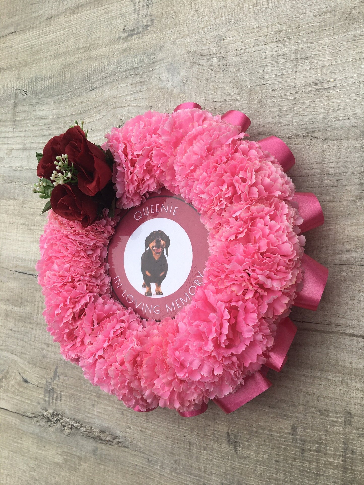 Artificial Silk Funeral Flowers Pet Photo Memorial Keepsake Cat Dog Grave Tribute