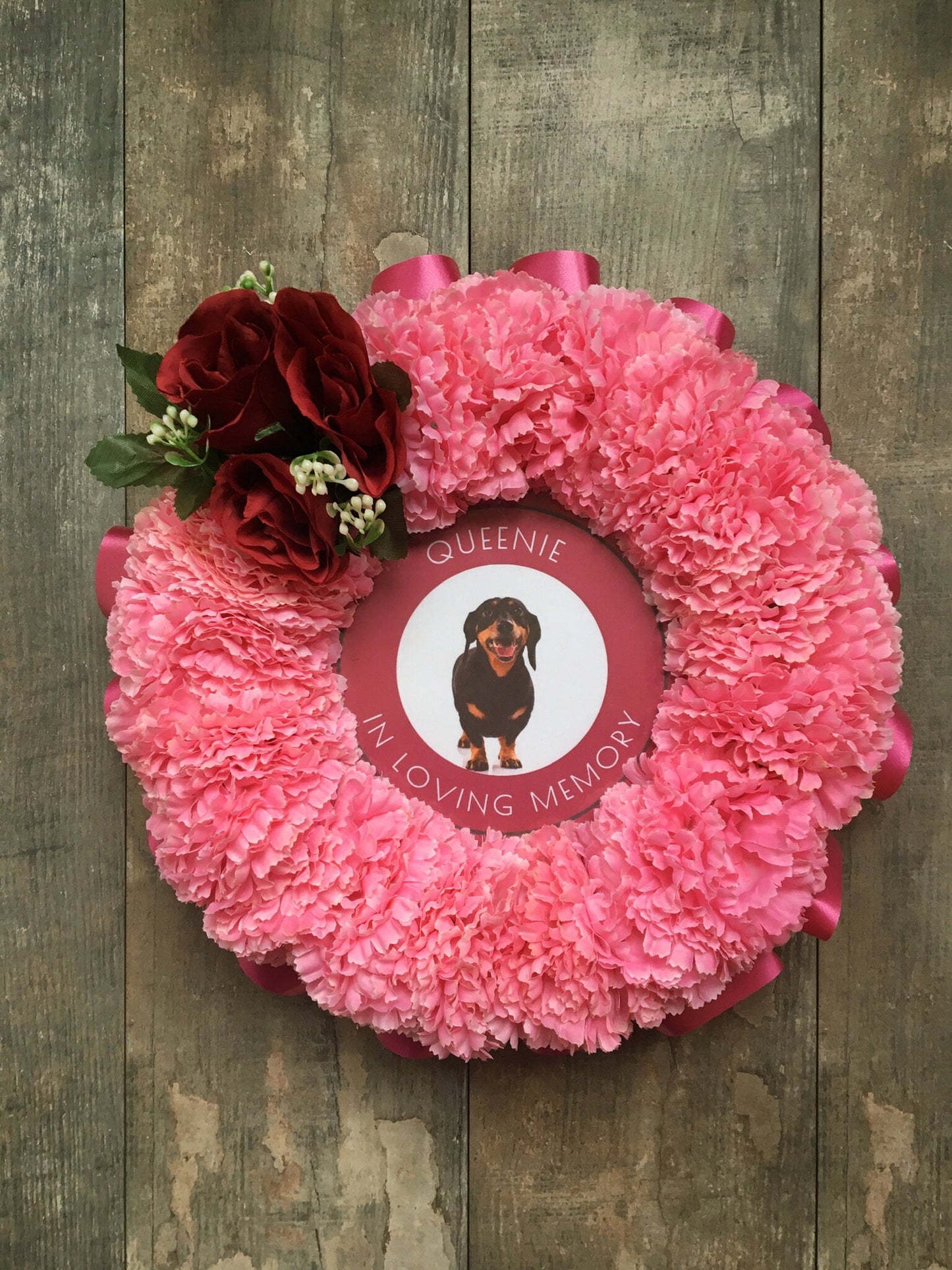Artificial Silk Funeral Flowers Pet Photo Memorial Keepsake Cat Dog Grave Tribute