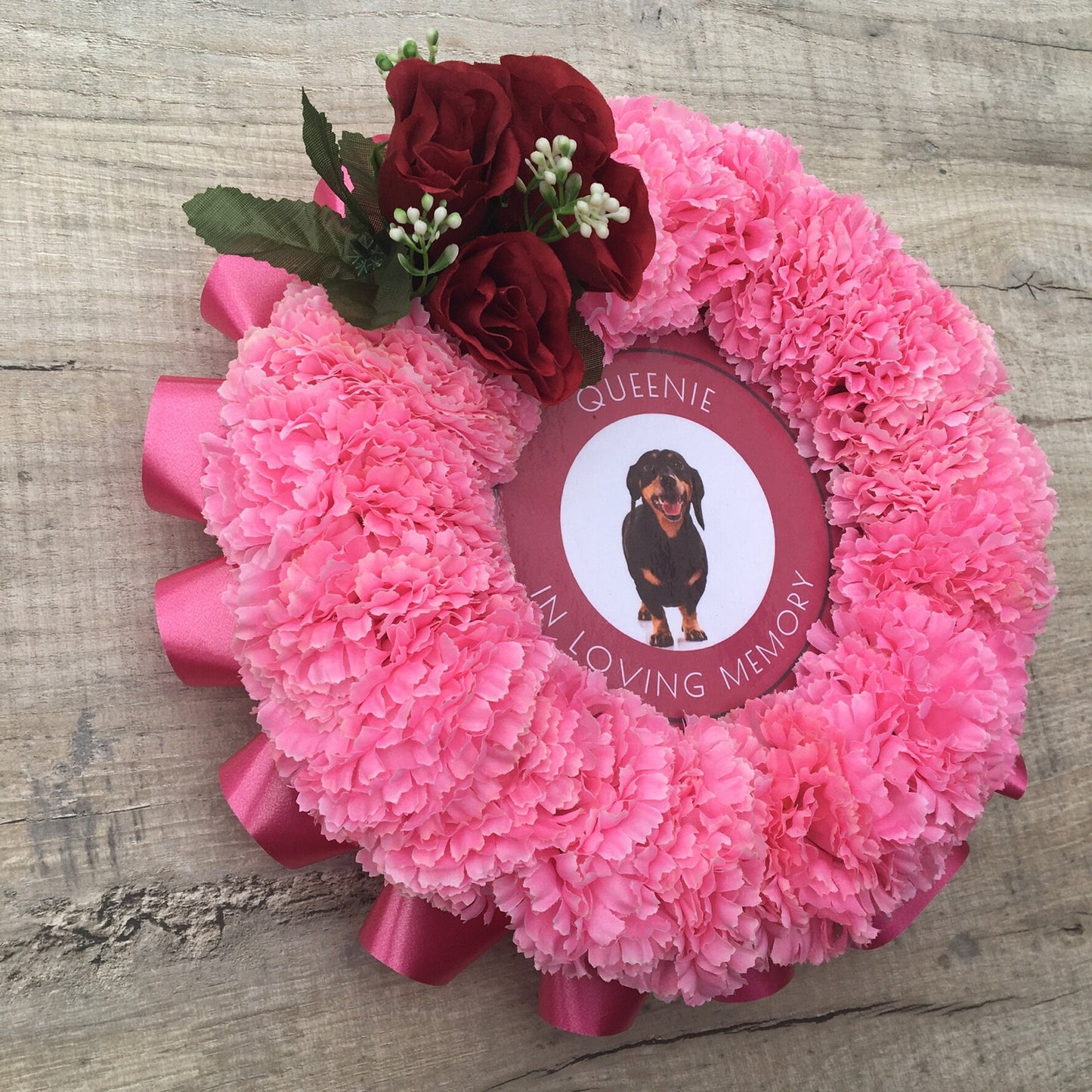 Artificial Silk Funeral Flowers Pet Photo Memorial Keepsake Cat Dog Grave Tribute