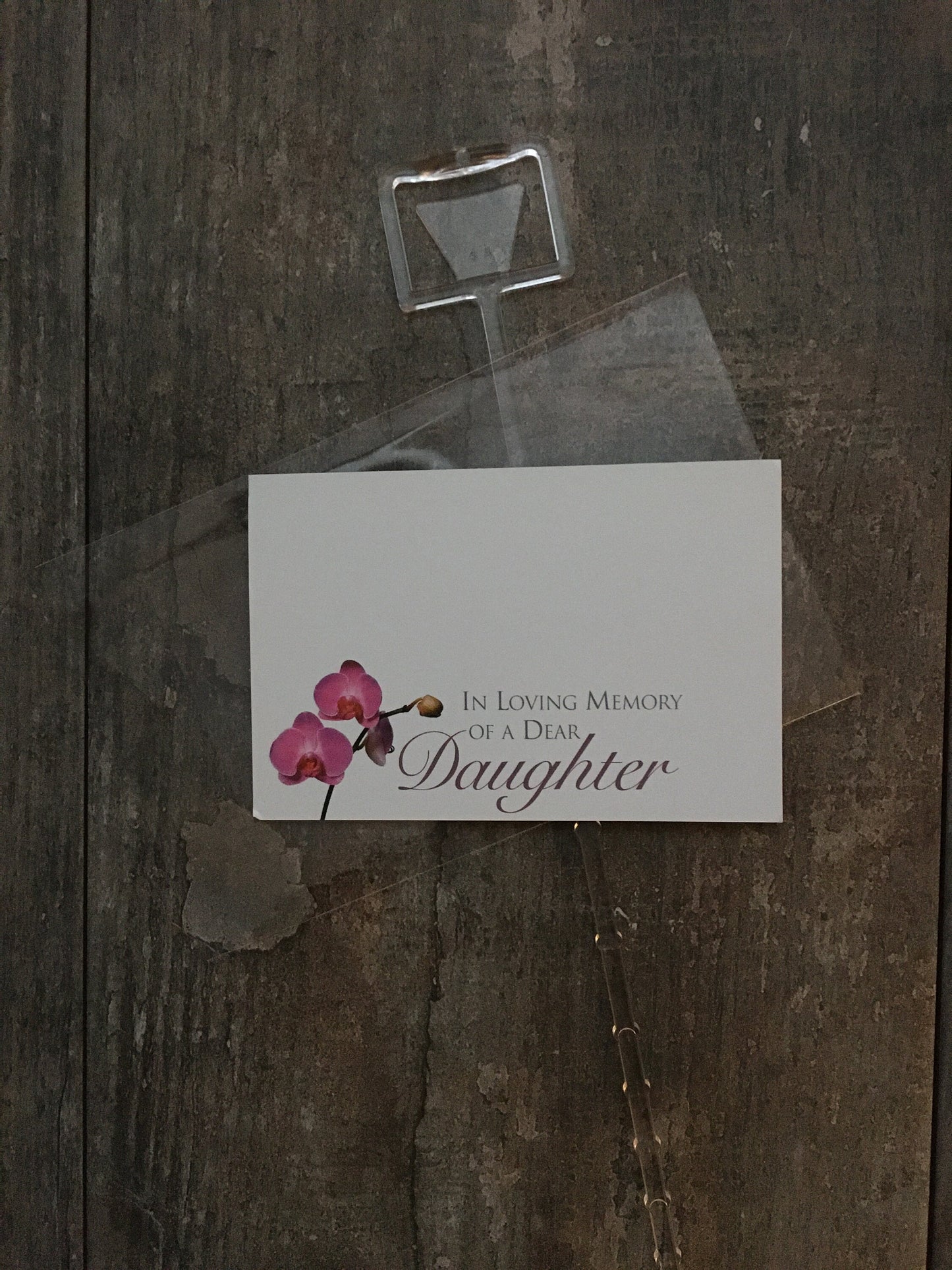Floristry Funeral Tribute Card / Clear Sleeve / Card Holder - Loving Memory Of A Dear Daughter