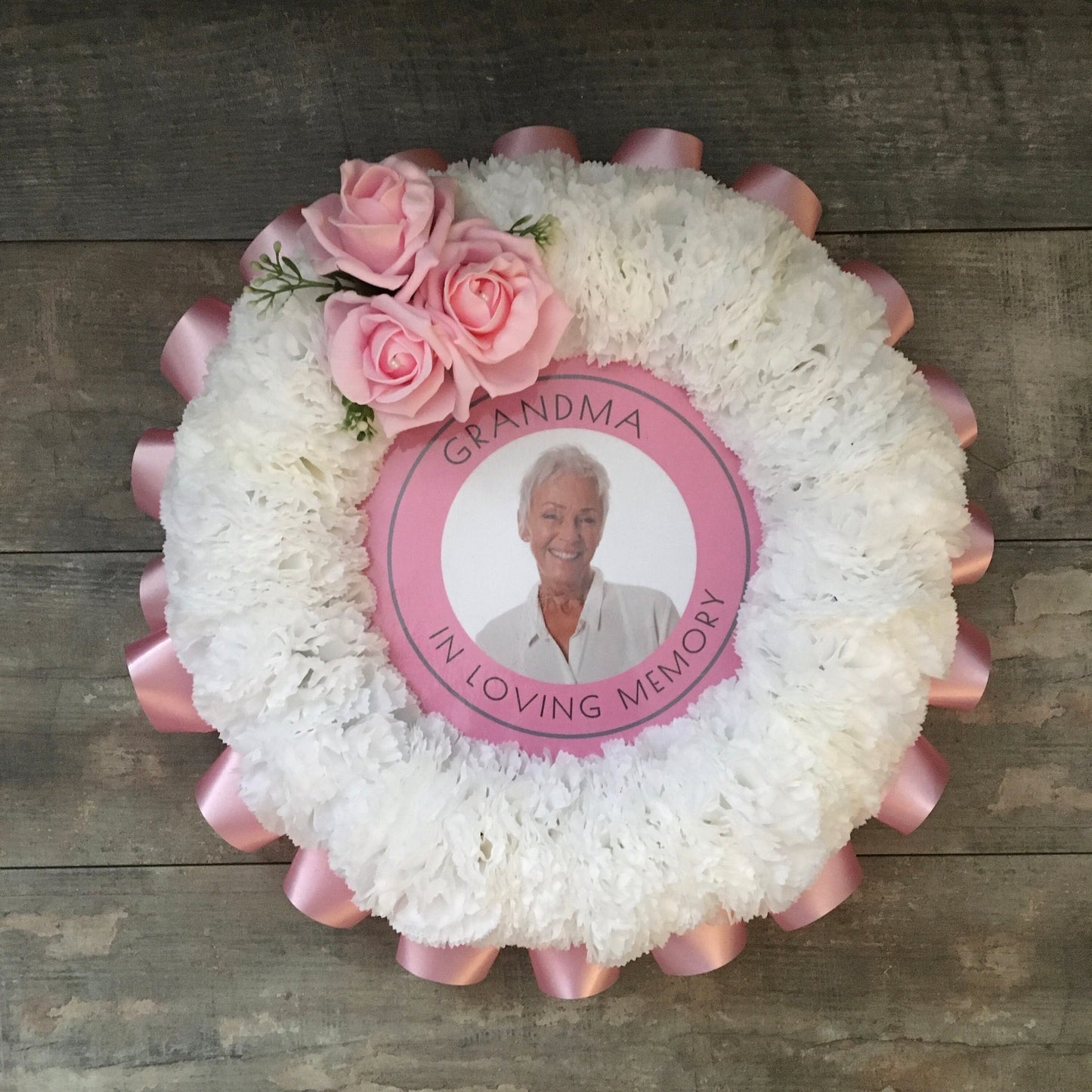Artificial Silk Funeral Flower Add Photo Memorial Tribute Grave Mum Nan