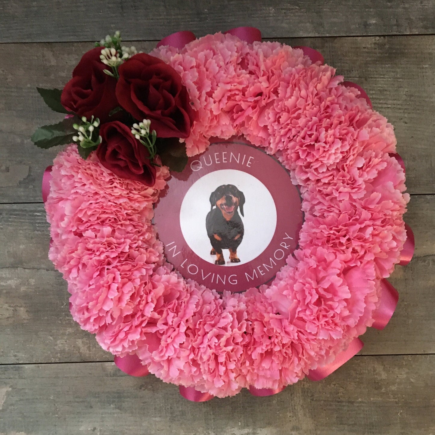 Photo Artificial Silk Funeral Flowers Add Picture Memorial Tribute Grave