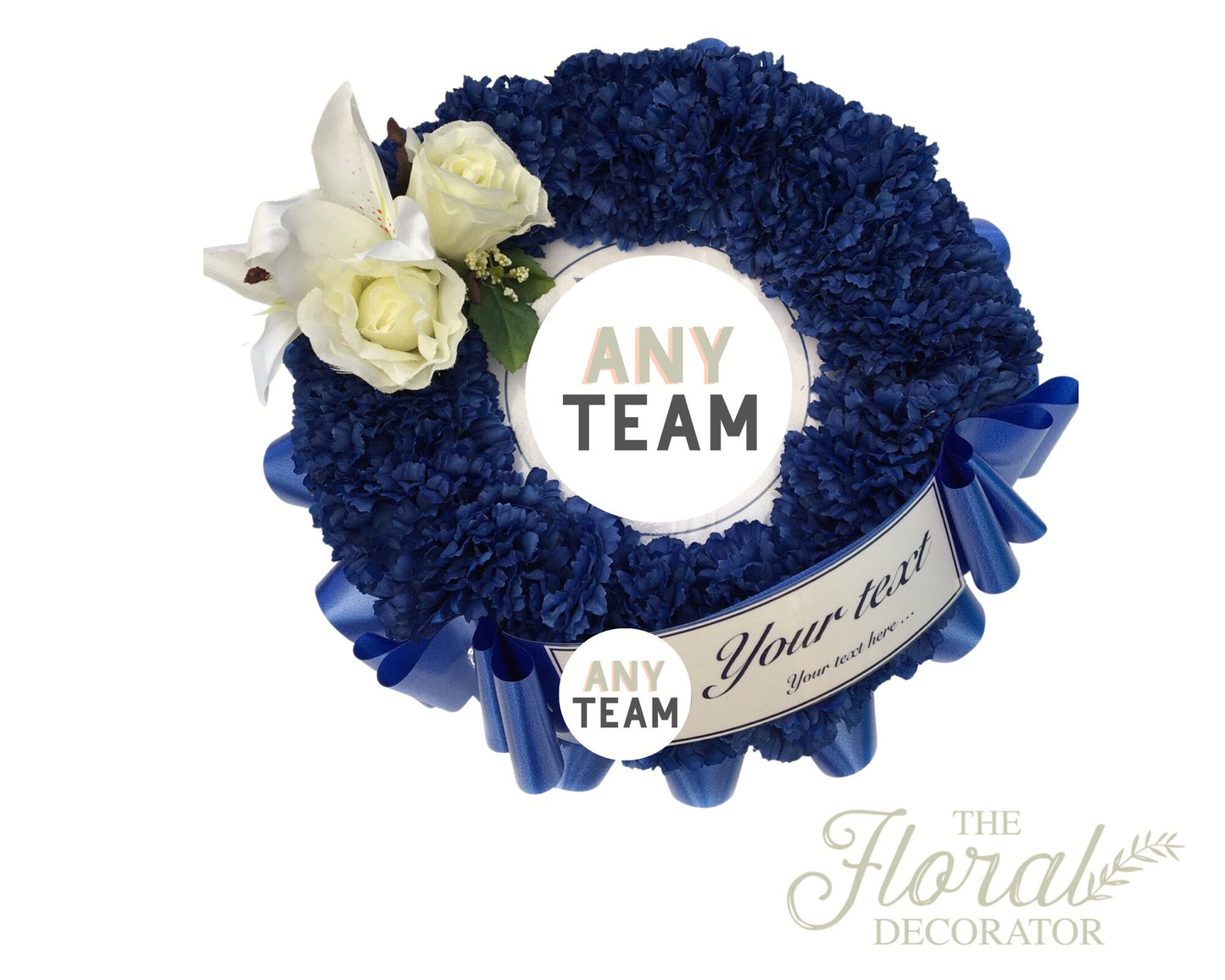 Football Team Artificial Silk Funeral Flowers Any Team Emblem Add Custom Name Dad Son Grandad Memorial Keepsake
