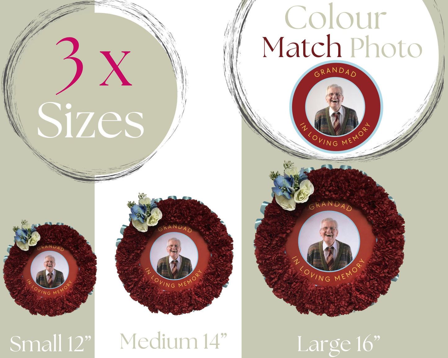 Artificial Silk Funeral Flower Add Photo Memorial Tribute Grave Dad Grandad