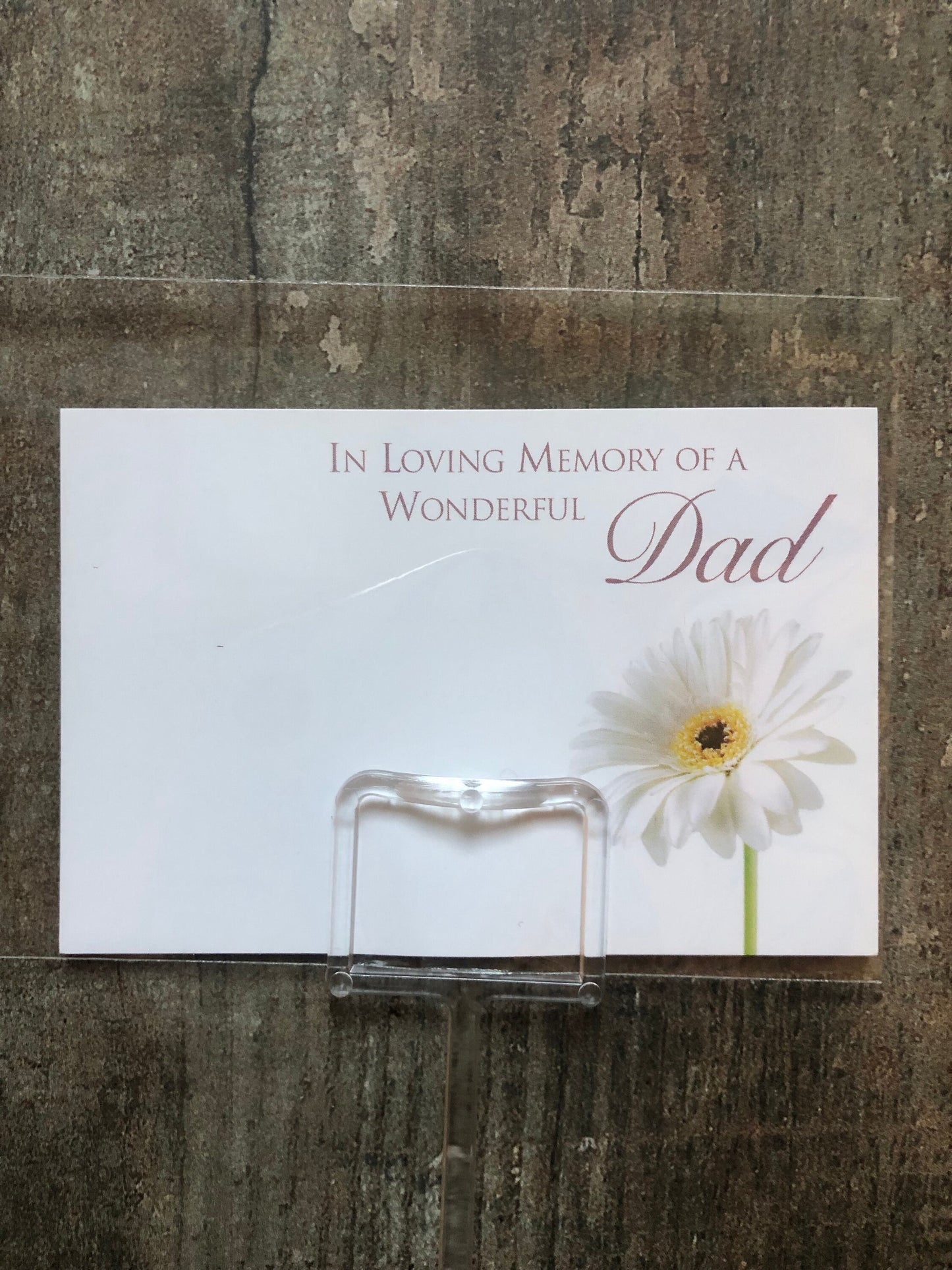 Floristry Funeral Tribute Card / Clear Sleeve / Card Holder - Loving Memory Of A Dear Dad