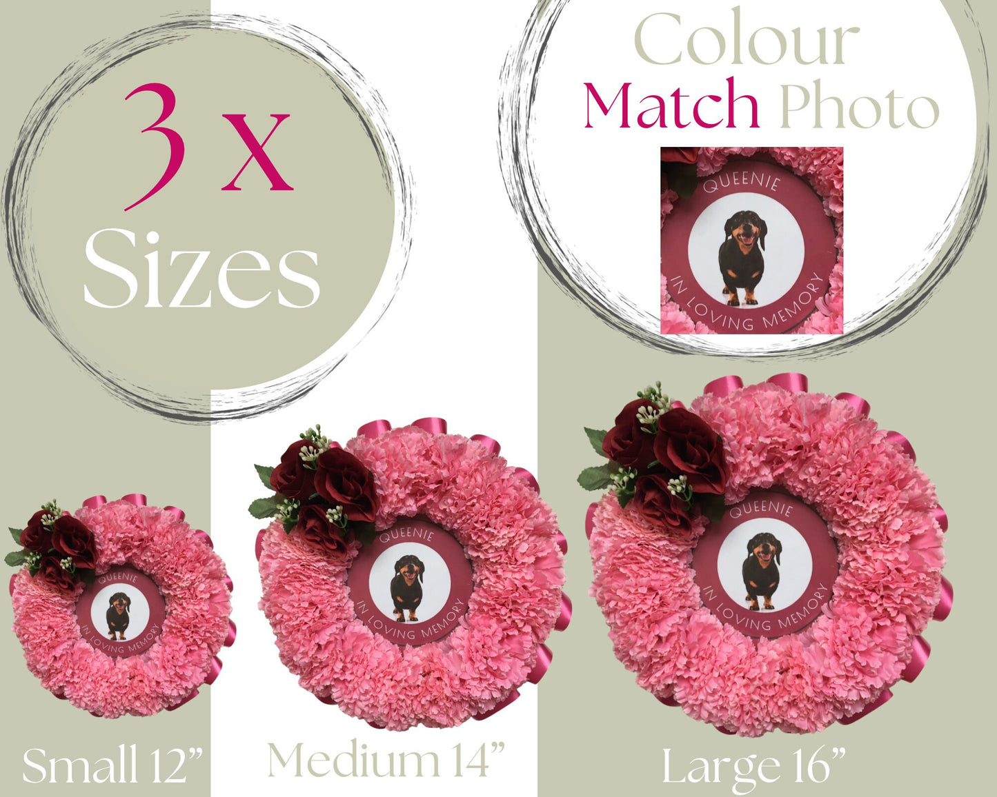 Artificial Silk Funeral Flowers Pet Photo Memorial Keepsake Cat Dog Grave Tribute