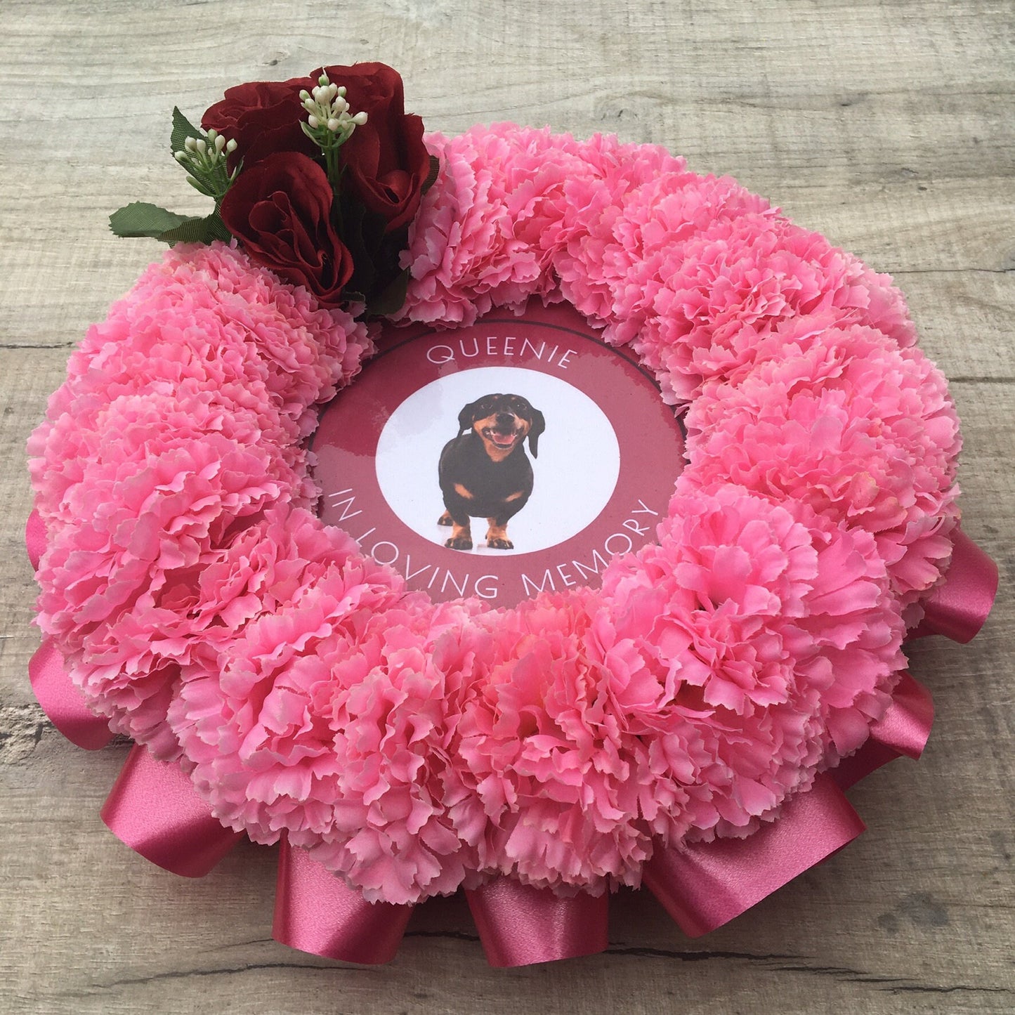 Artificial Silk Funeral Flowers Pet Photo Memorial Keepsake Cat Dog Grave Tribute