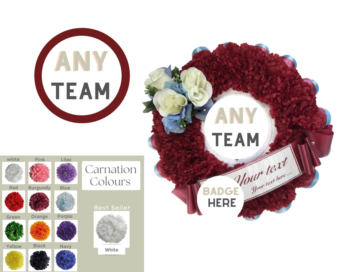 Any Sport Wreath Artificial Silk Funeral Flower Sports Team Memorial Tribute Grave