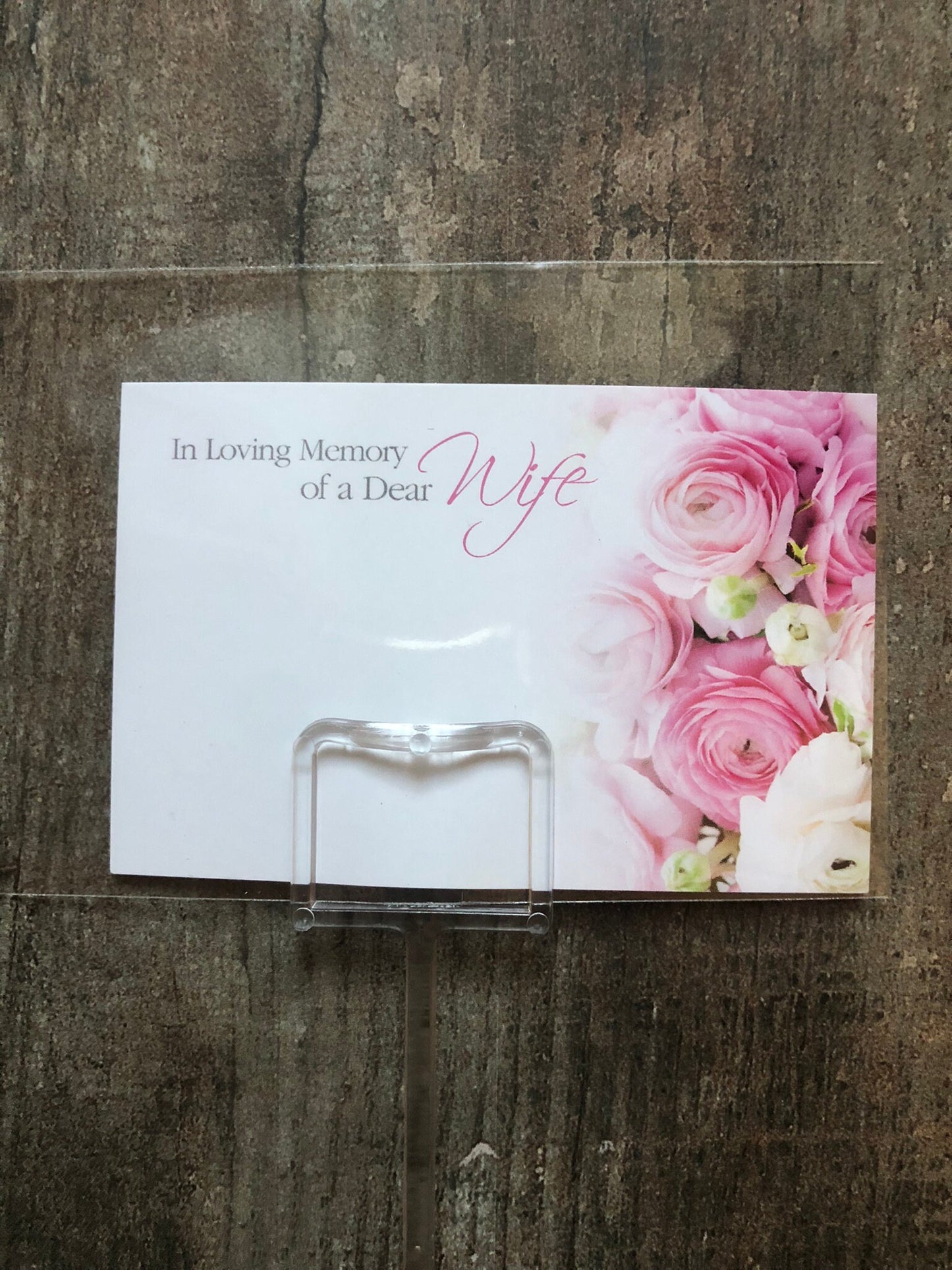 Floristry Funeral Tribute Card / Clear Sleeve / Card Holder - Loving Memory Of A Dear Wife