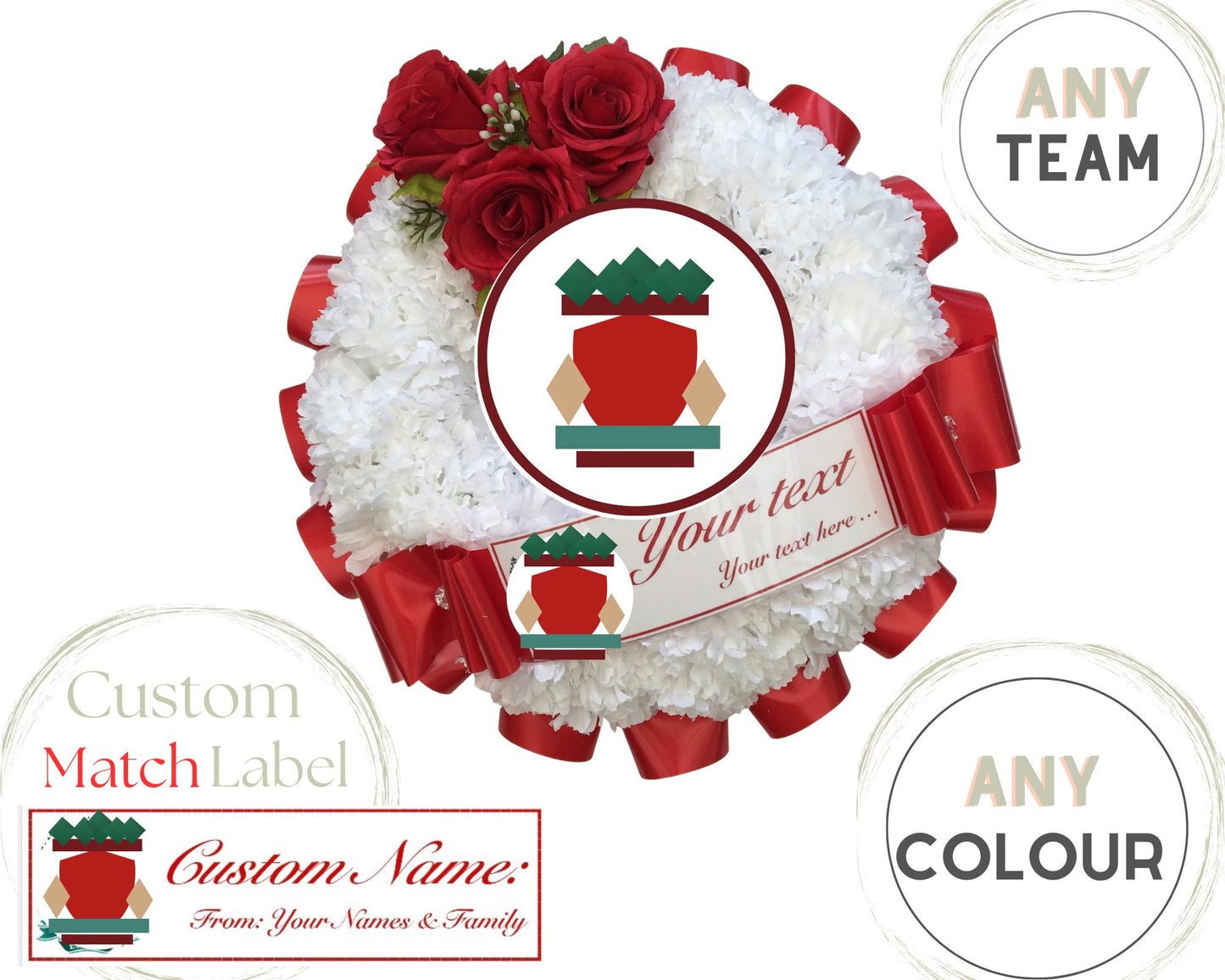 Any Sport Wreath Artificial Silk Funeral Flower Sports Team Memorial Tribute Grave