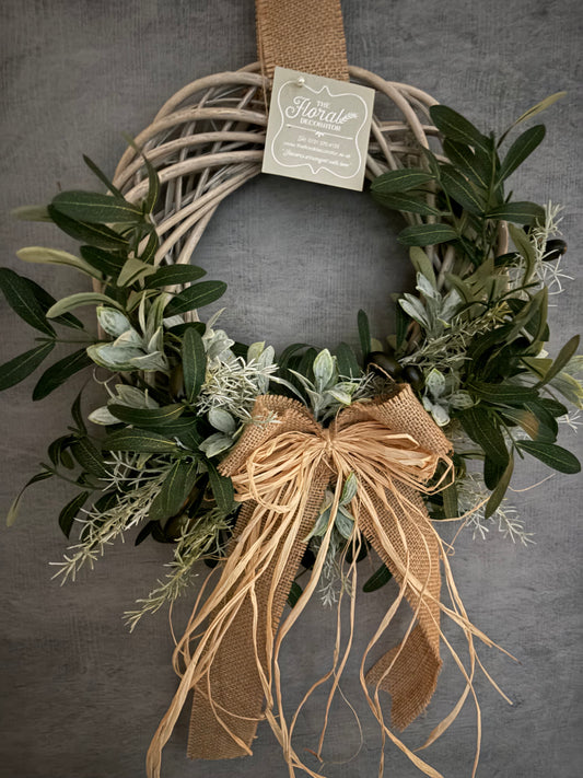Olive and Eucalyptus Wreath For Front Door Artificial Flowers