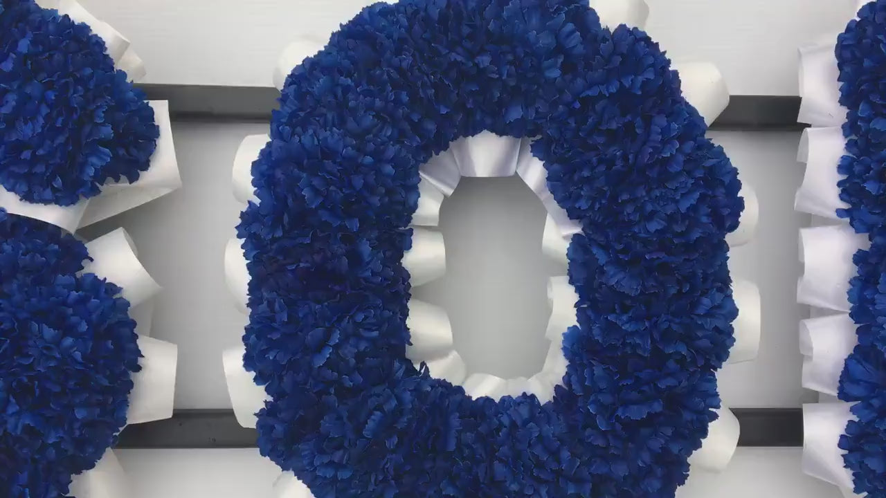 SON Artificial Silk Funeral Flower Letters Blue For Grave Decoration Memorial Tribute