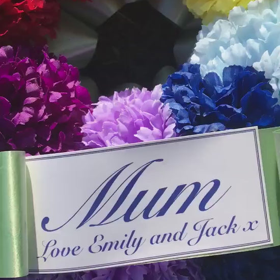 Rainbow Wreath Artificial Silk, Funeral Flowers, Memorial, Tribute, Grave Arrangement Any Colour, fake flowers.