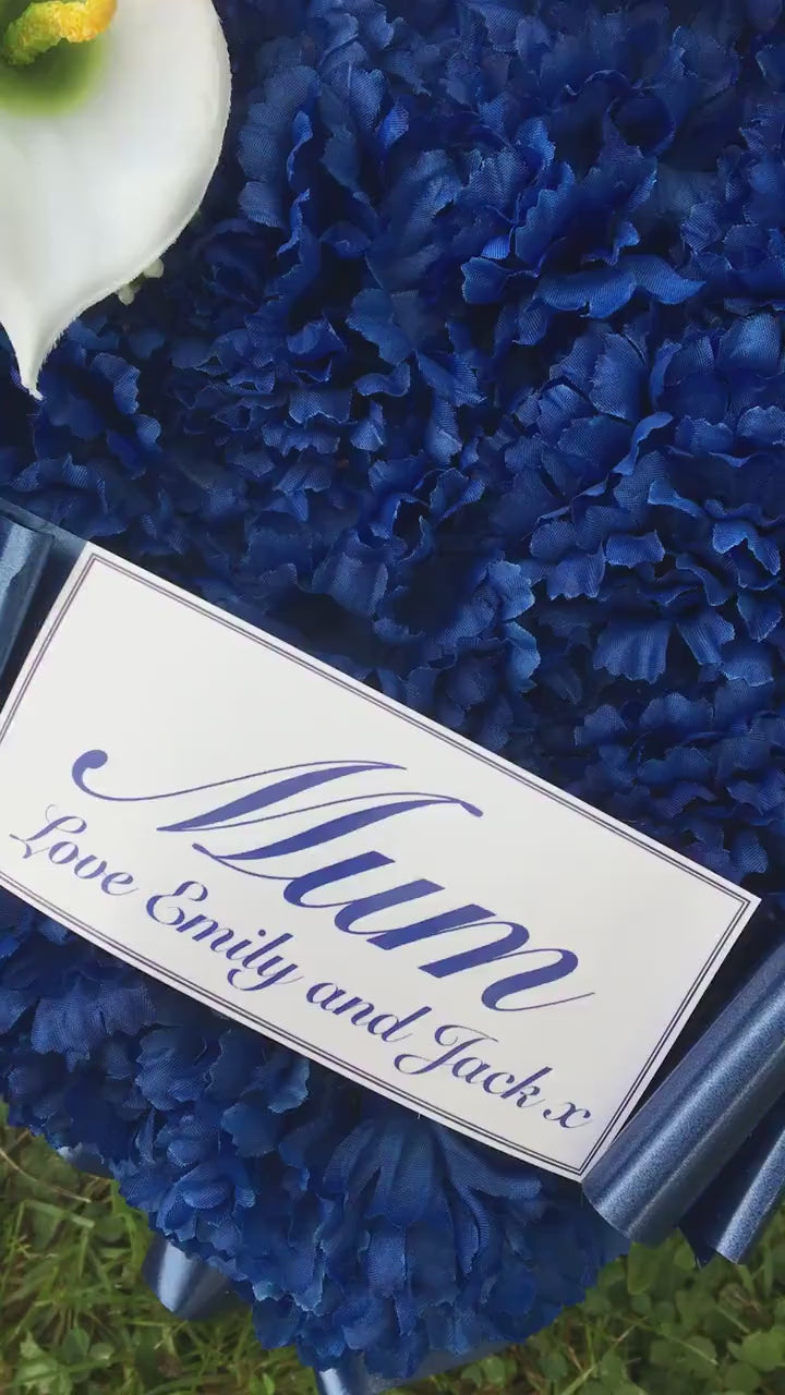 Heart Funeral Flower Mum Wreath - Artificial Silk Flowers - Tribute Keepsake for Mum Mom Mummy Mam Mama Grave Memorial.