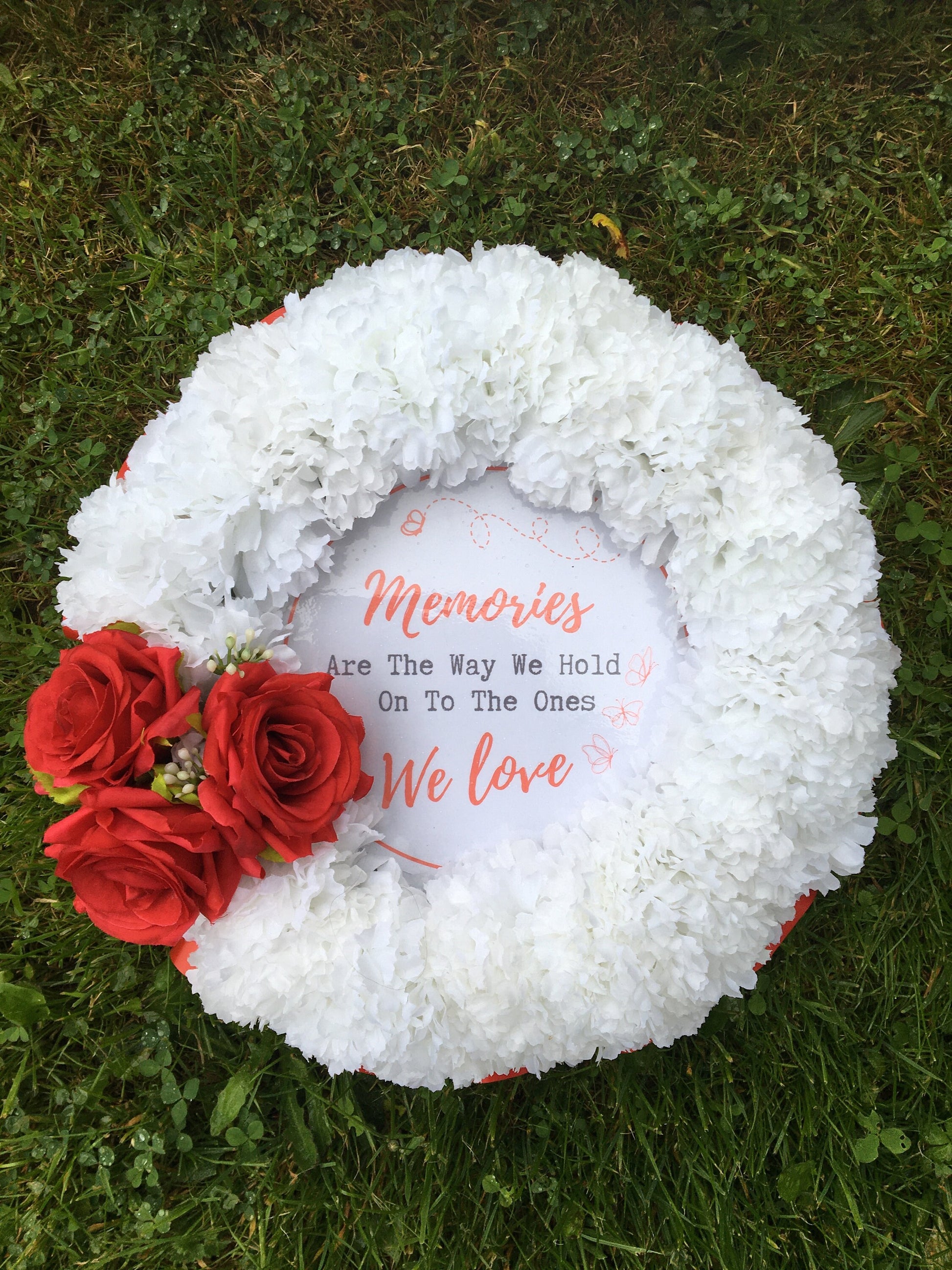 Wreath Artificial Silk Funeral Flower for Memorial Tribute Grave Any colour Sentimental Quote Wreath Flower Arrangement.