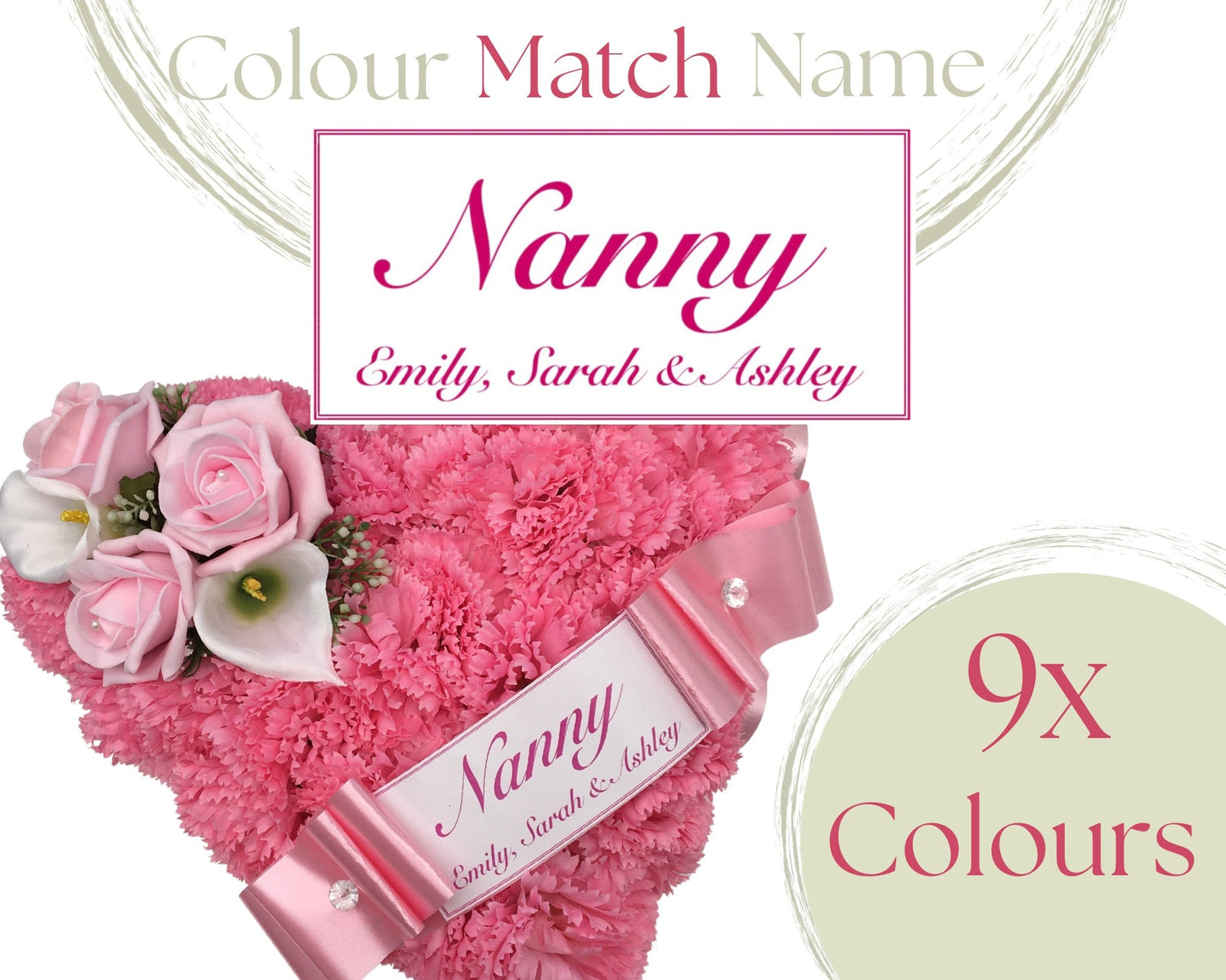 HEART Funeral Tribute Artificial Flowers Lasting Keepsake Pink Wreath For Grave Memorial.