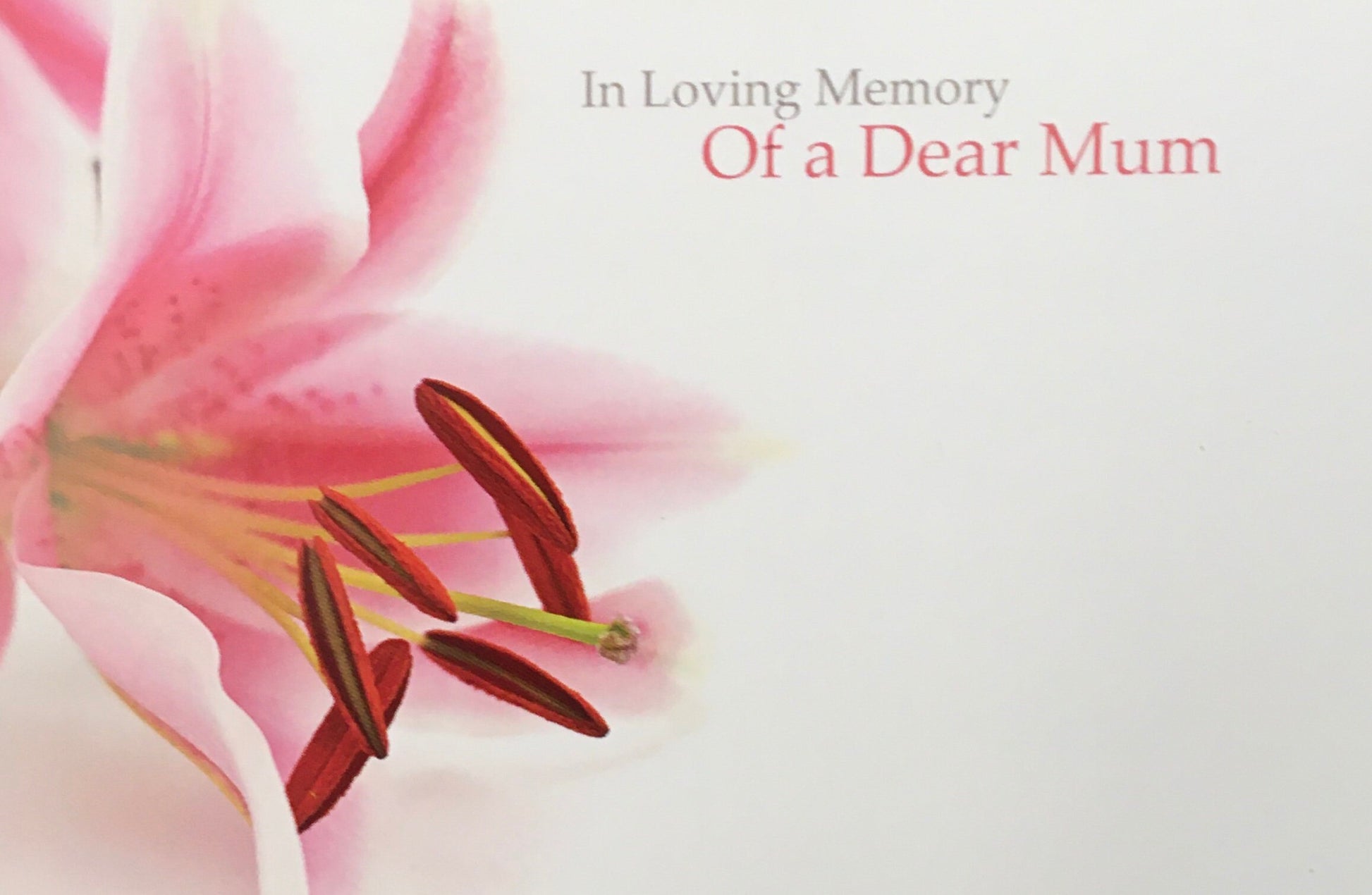 Floristry Funeral Tribute Card / Clear Sleeve / Card Holder - Loving Memory Of A Dear MUM