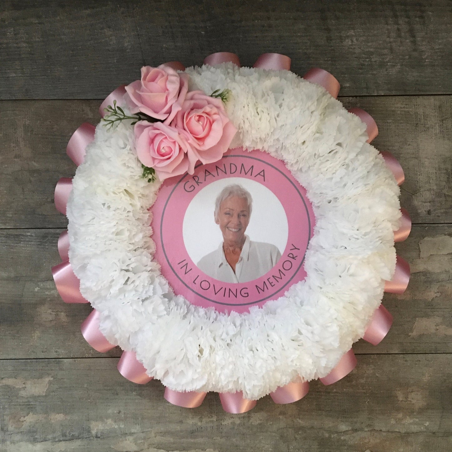 Photo Artificial Silk Funeral Flowers Add Picture Memorial Tribute Grave
