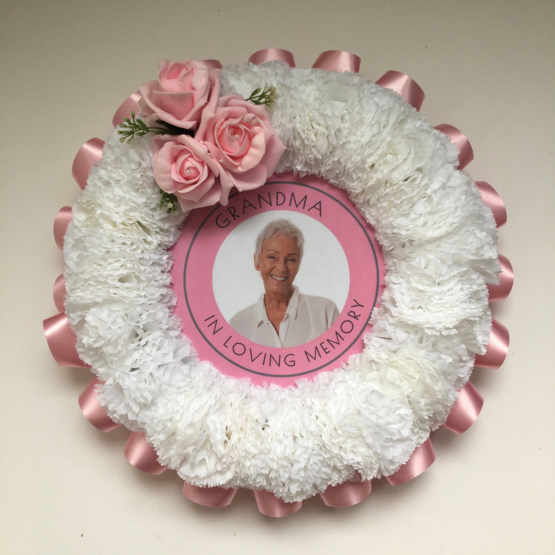 Photo Artificial Silk Funeral Flowers Add Picture Memorial Tribute Grave