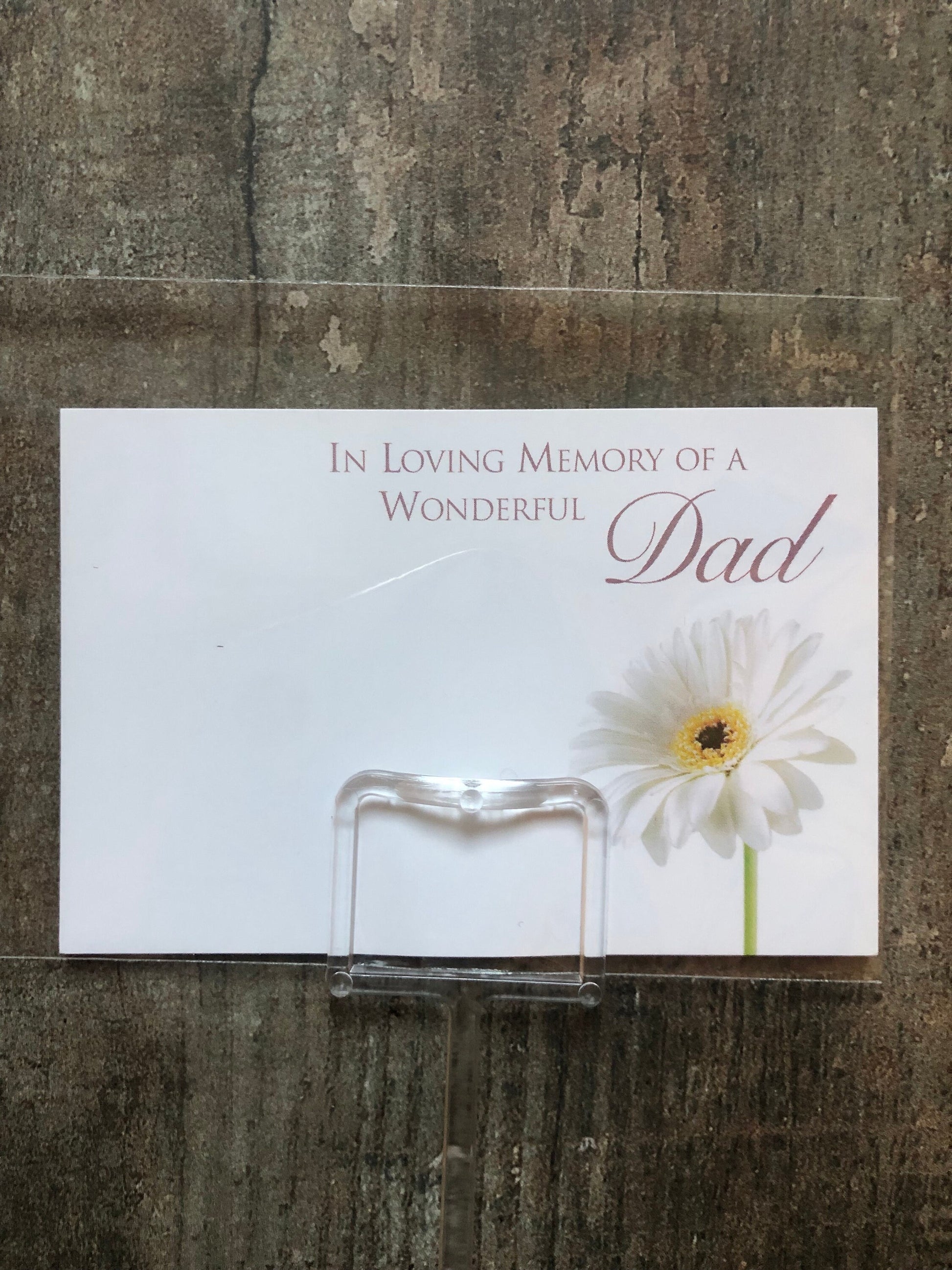 Floristry Funeral Tribute Card / Clear Sleeve / Card Holder - Loving Memory Of A Dear Dad
