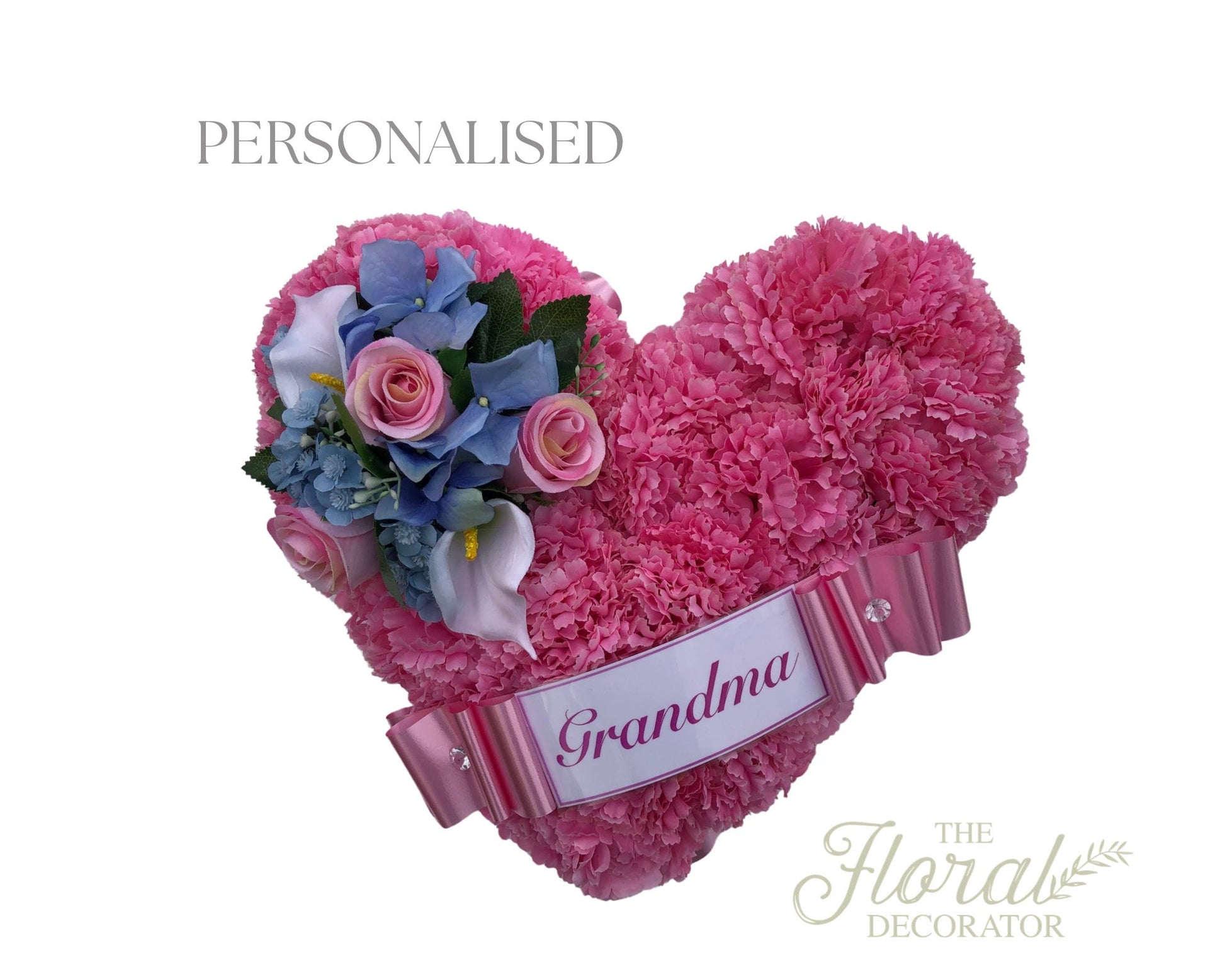 HEART Funeral Tribute Artificial Flowers Lasting Keepsake Pink Wreath For Grave Memorial.