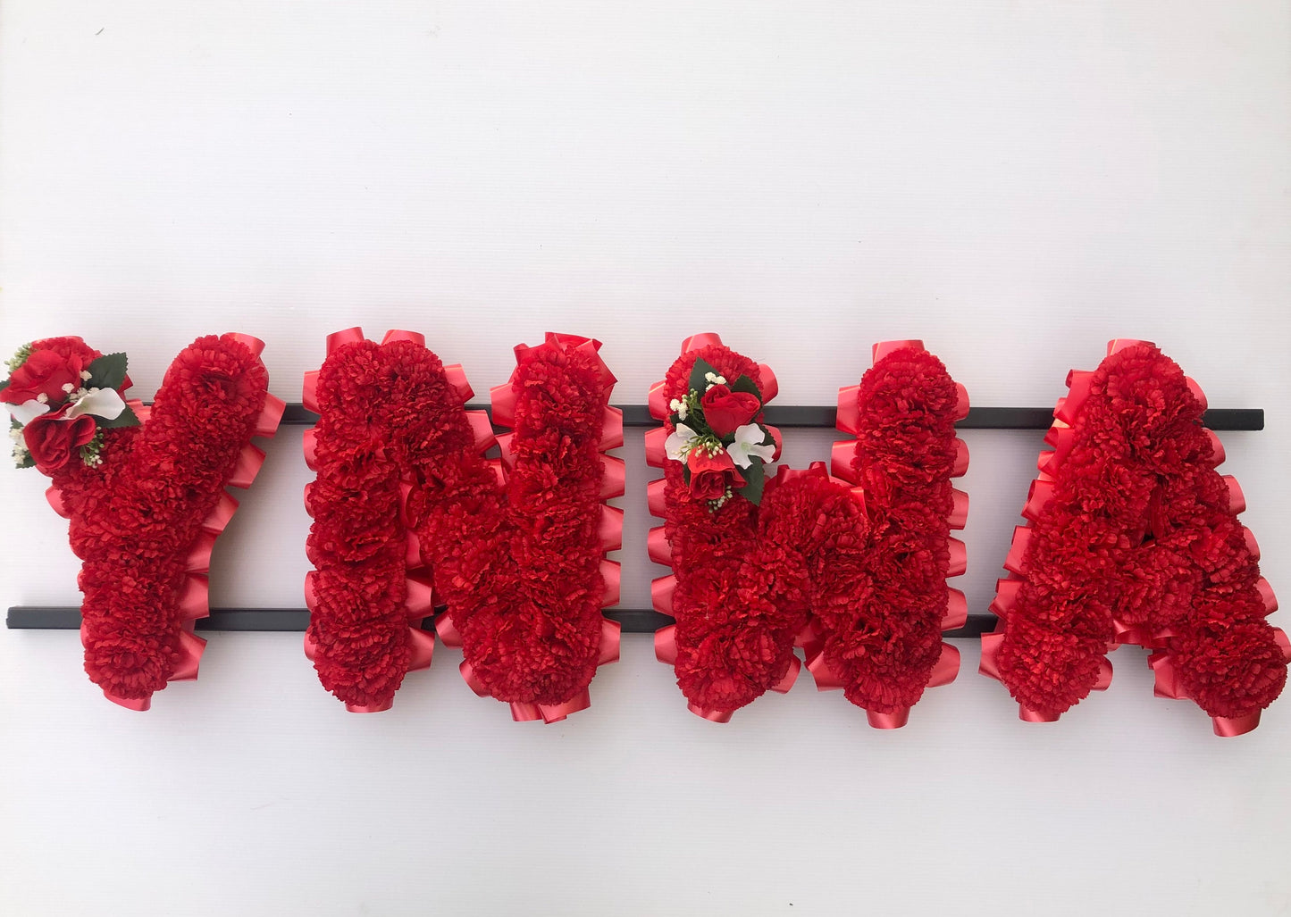 4 letter Artificial Silk Funeral Flower Letters For Grave Decoration Memorial Tribute